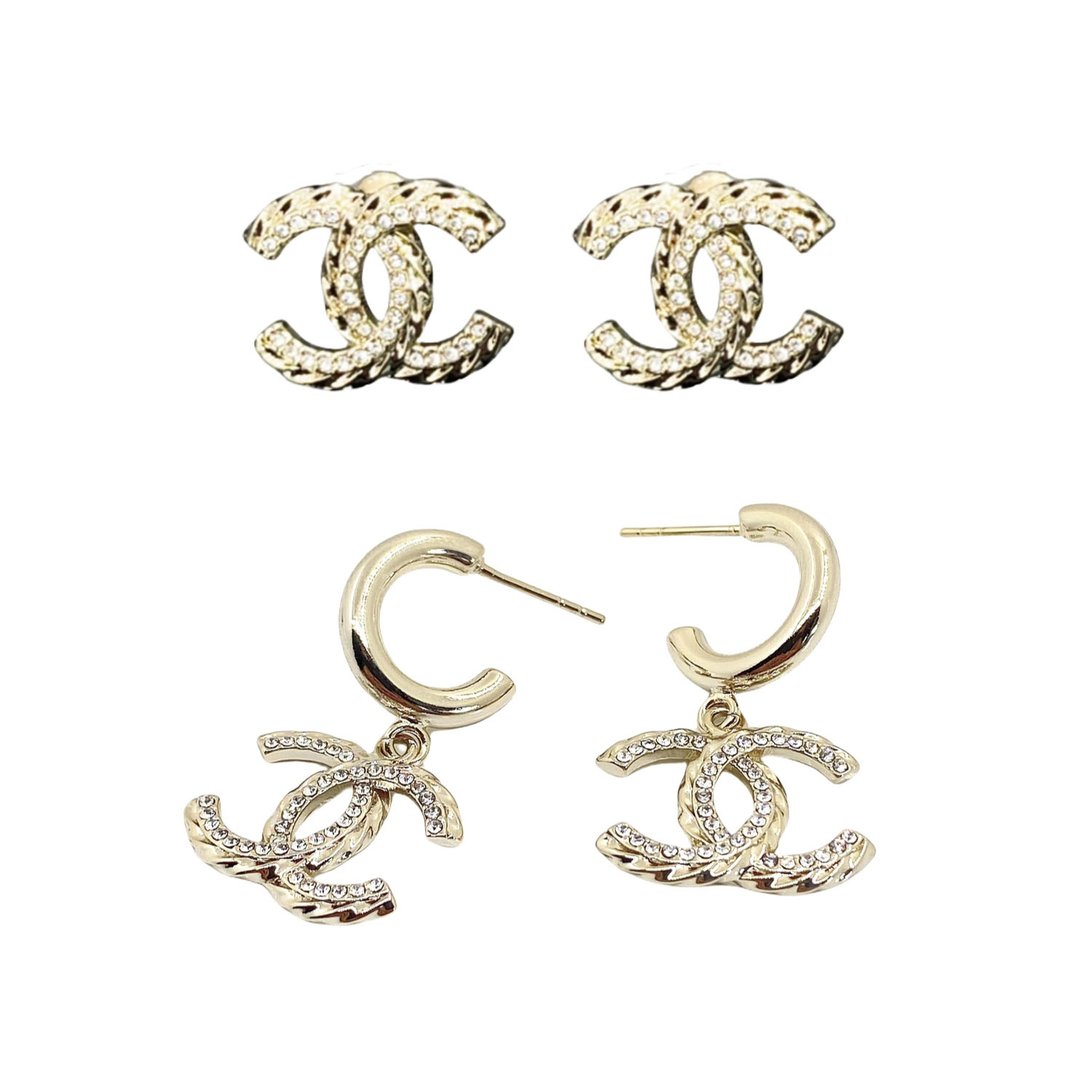 CCE174 Classical Metal crystal CC earring - ccjewelryacc