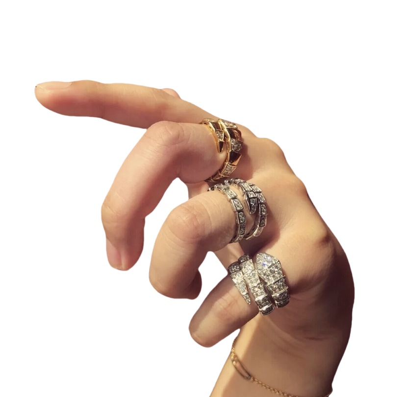 BGRS002 18k BV Serpenti viper full diamond ring - ccjewelryacc