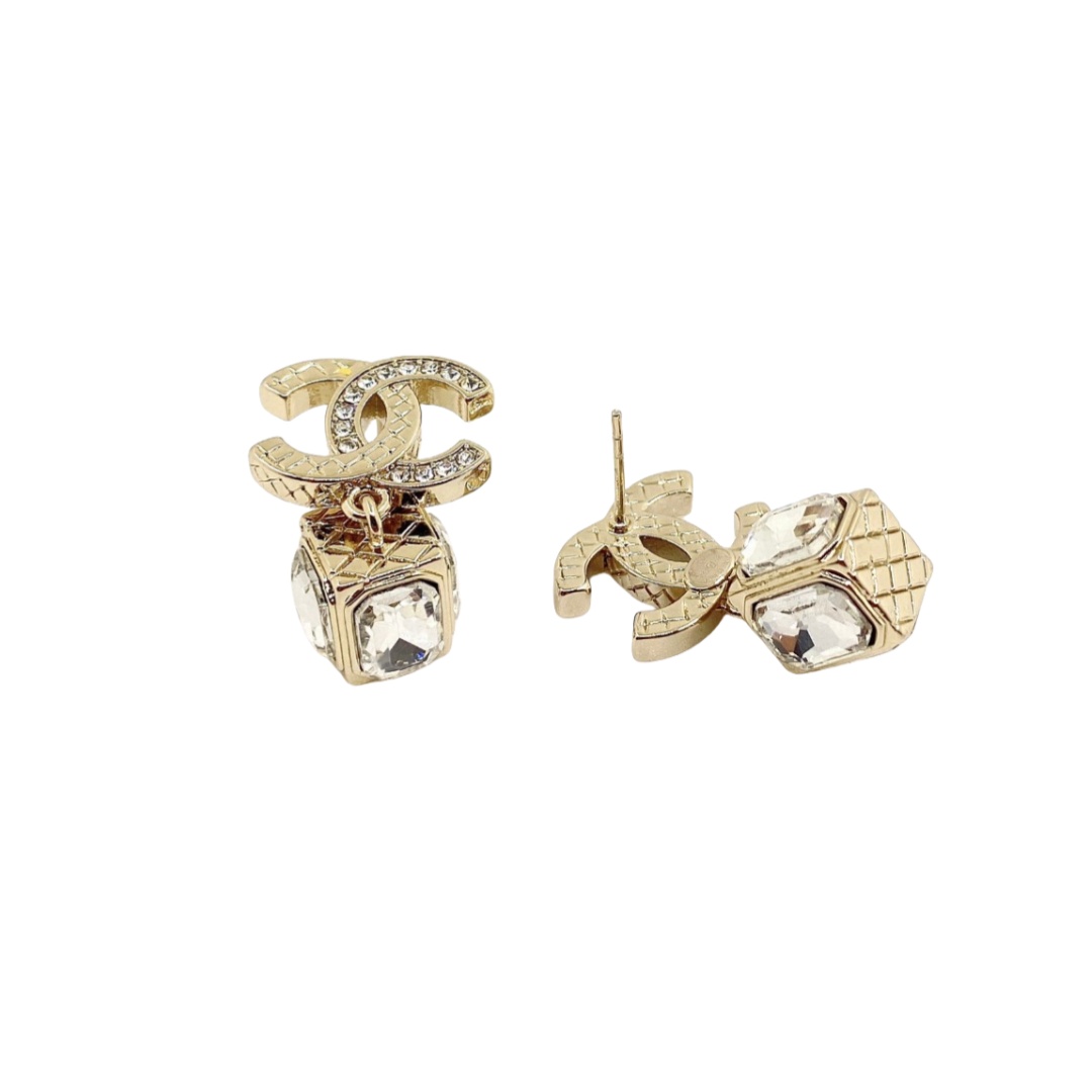 CCE053  Square diamond CC drop earring - ccjewelryacc