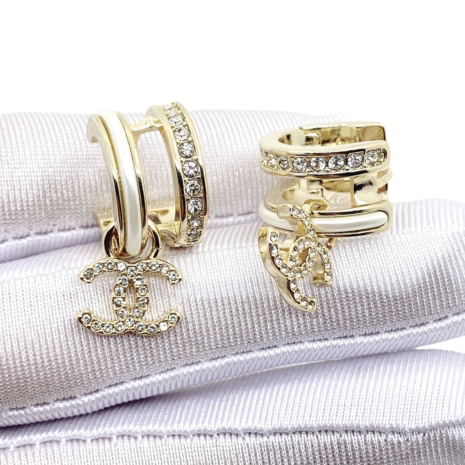 CCE019 Round ring with crystal CC logo earring - ccjewelryacc