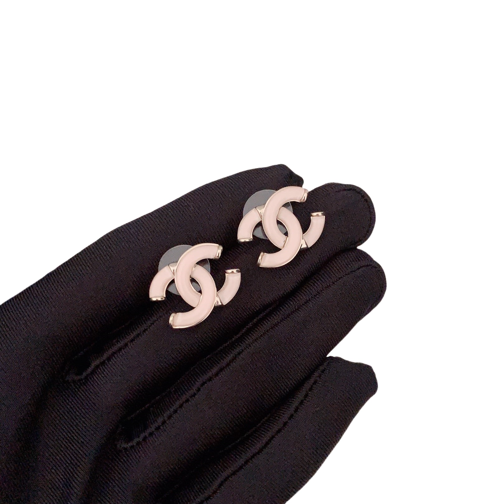 CCE275 White acrylic double C stud earring - ccjewelryacc