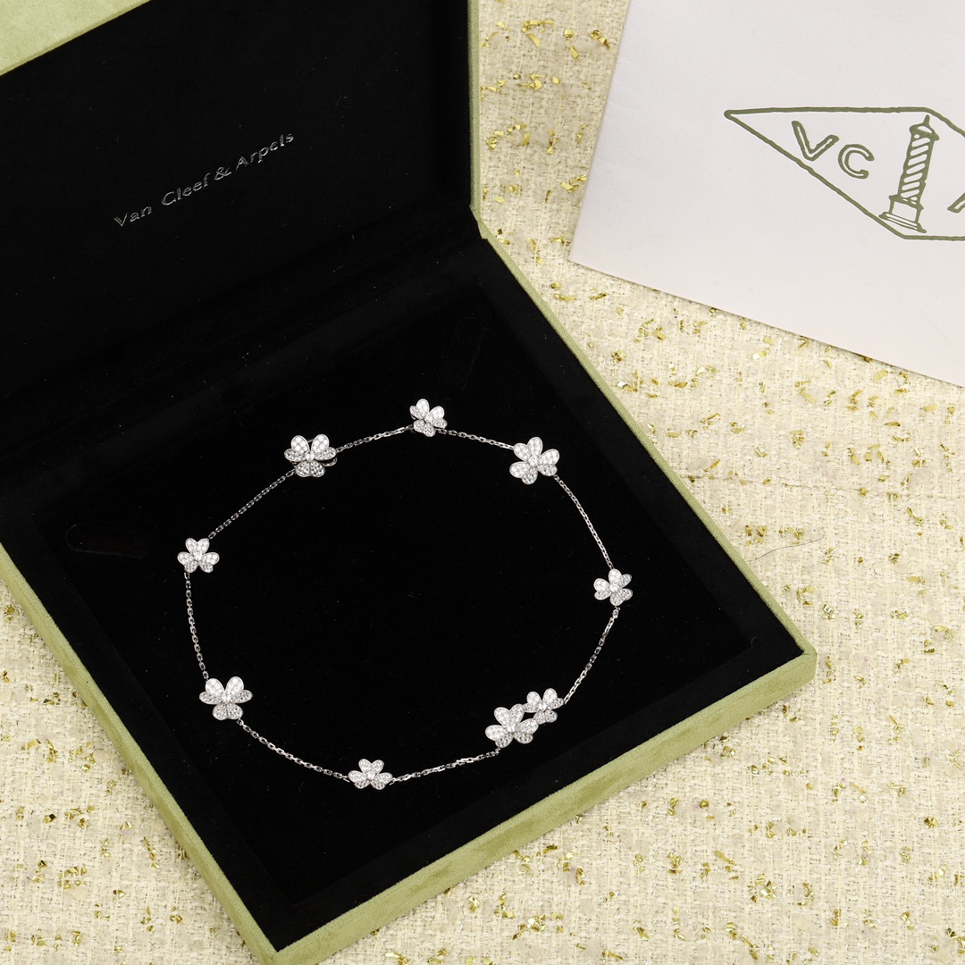 VCNS008  18k white gold diamond vca Frivole necklace, 9 flowers  S925 Sterling Silver - ccjewelryacc