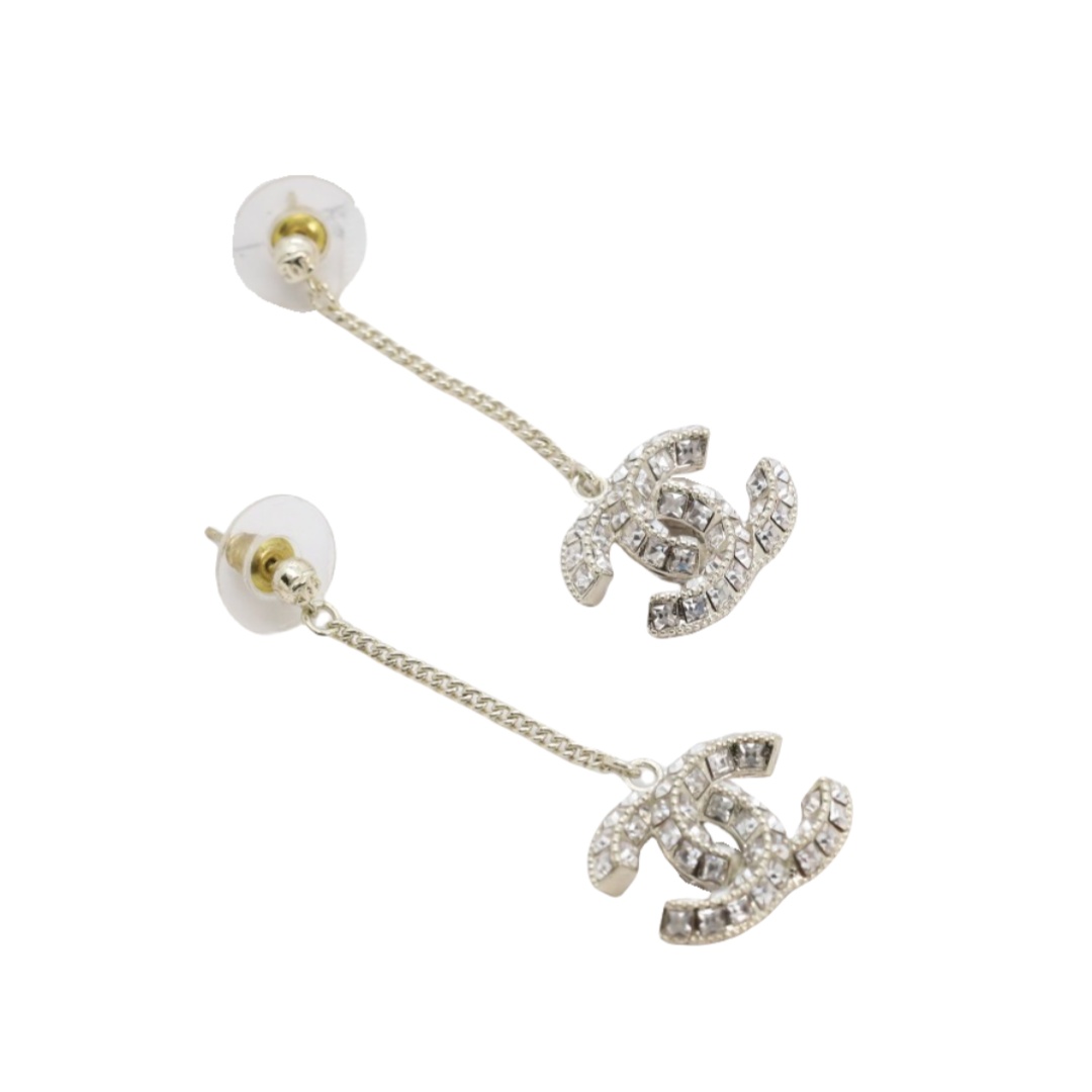 CCE156 Crystal sparkling CC Logo earrings - ccjewelryacc
