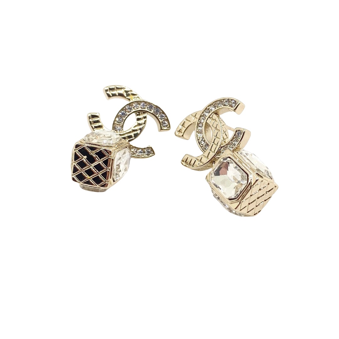 CCE053  Square diamond CC drop earring - ccjewelryacc