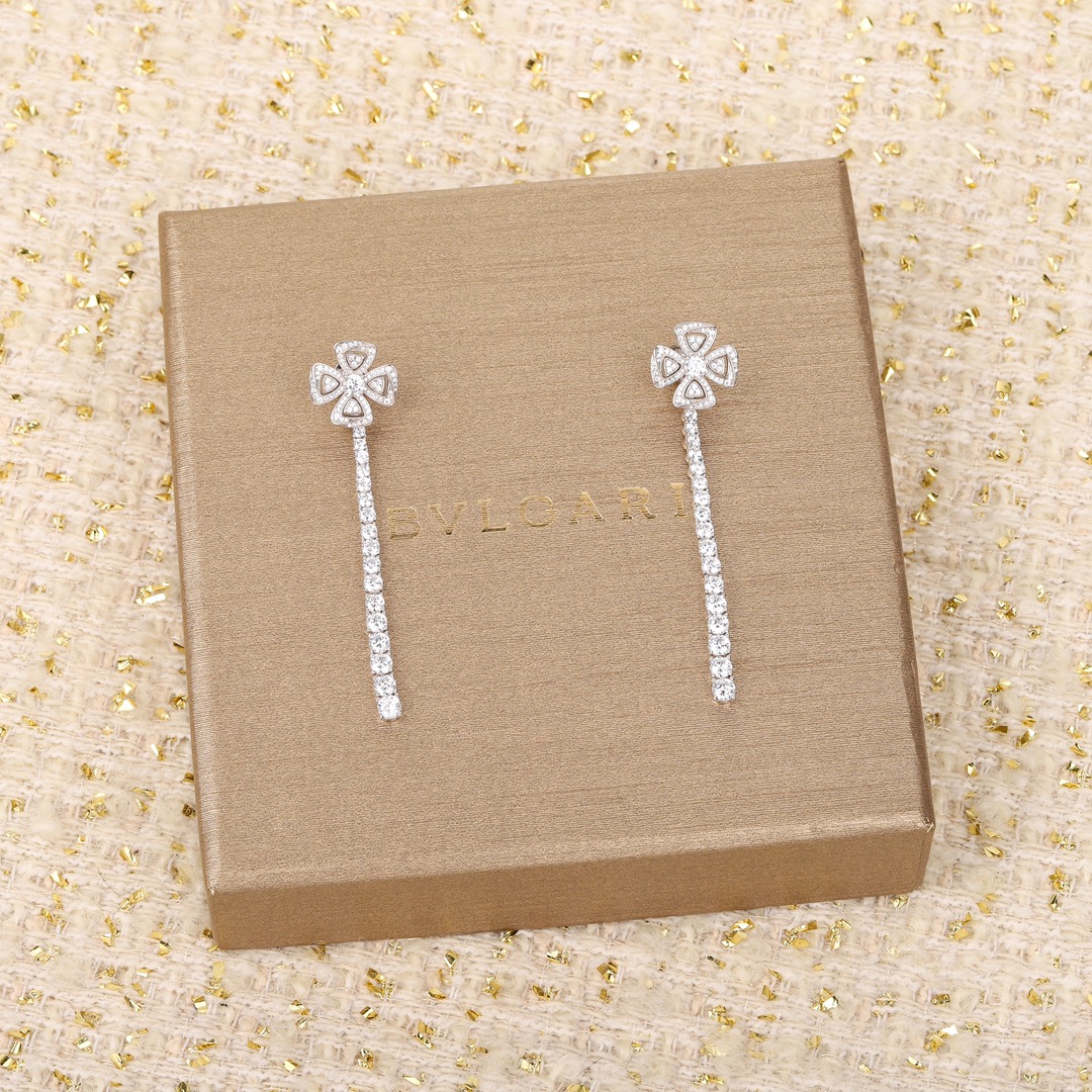 BGEV007 18k white gold Fiorever diamond tassels earrings - ccjewelryacc