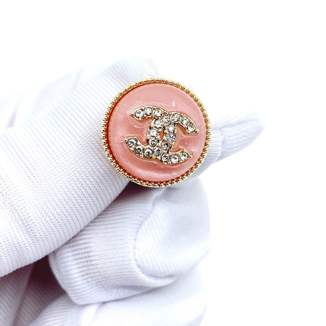 CCE707 Pink/black/white Round Ball bean with crystal cc logo stud Earring - ccjewelryacc