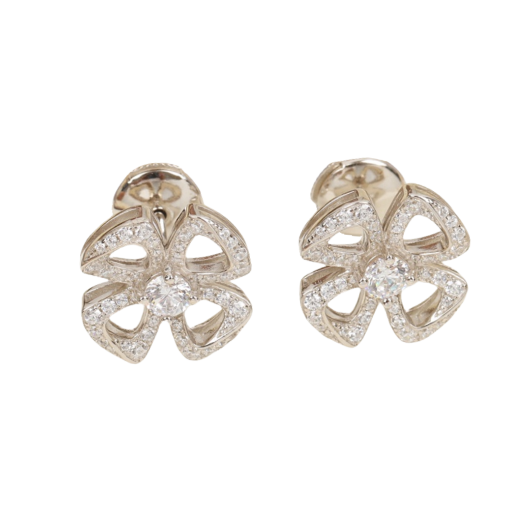 BGEV004 18K-Gold diamond Fiorever stud earrings - ccjewelryacc