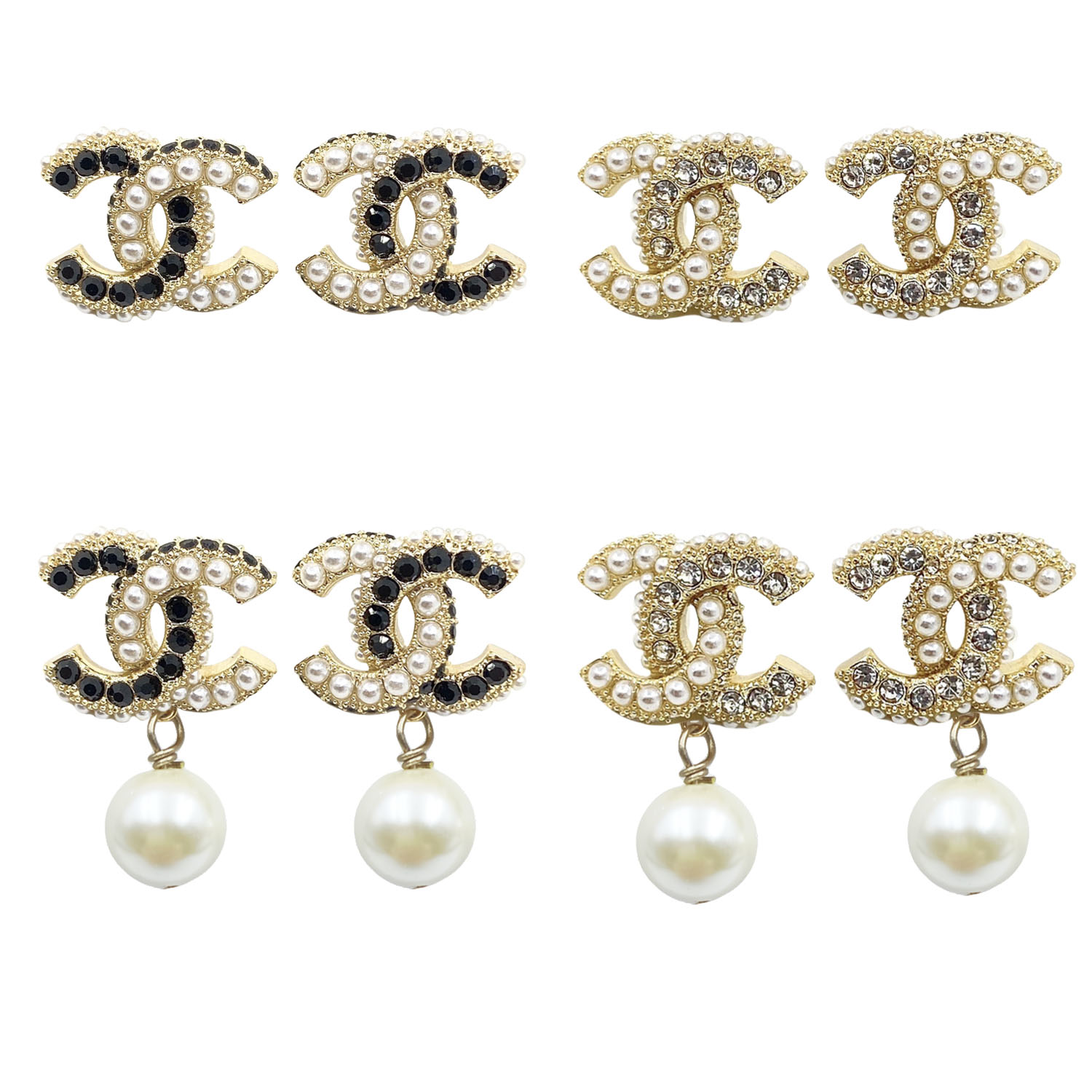 CCE134 Cryaral and pearls cc stud earring - ccjewelryacc
