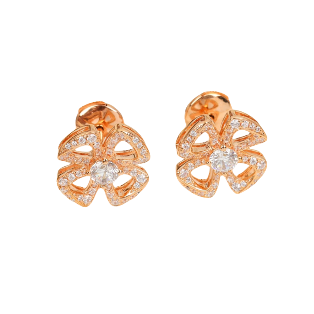 BGEV004 18K-Gold diamond Fiorever stud earrings - ccjewelryacc