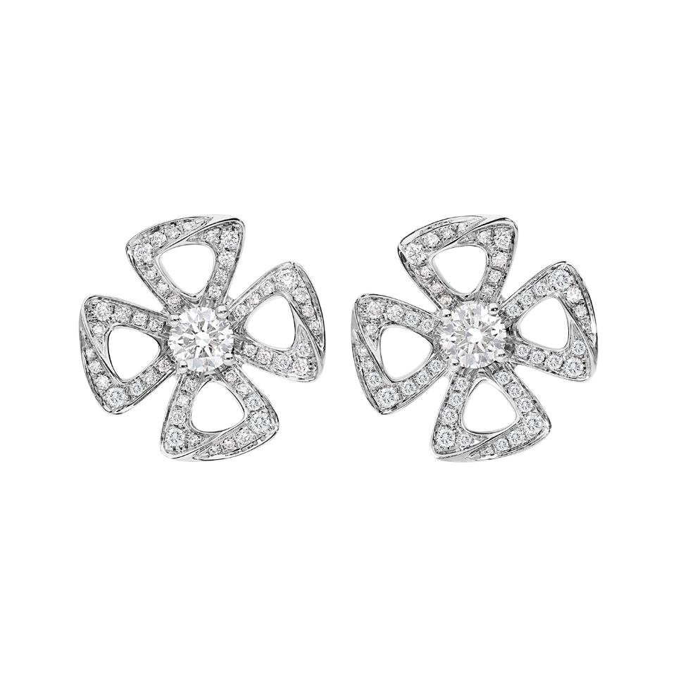 BGEV004 18K-Gold diamond Fiorever stud earrings - ccjewelryacc