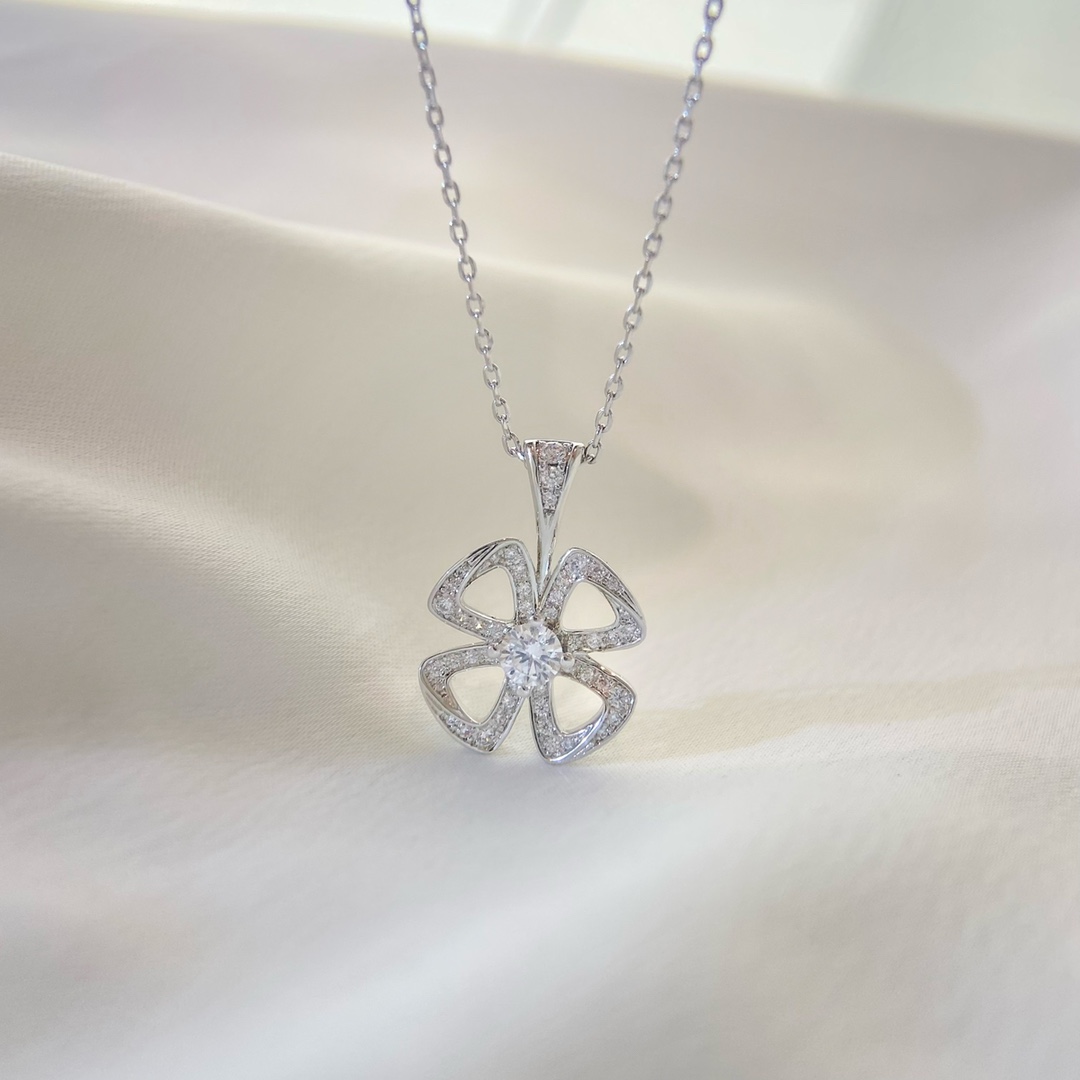 BGNS009 S925 sterling silver diamond  Fiorever Necklace - ccjewelryacc