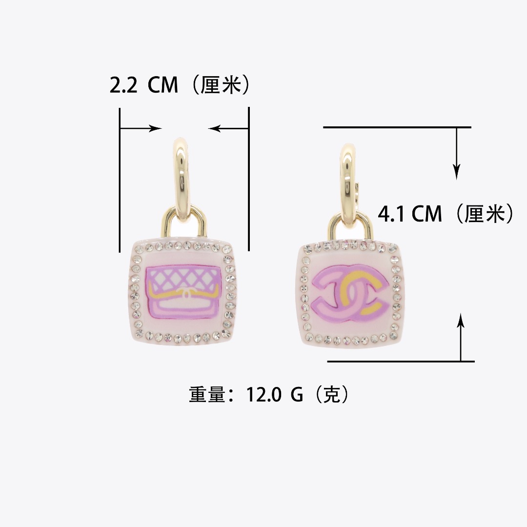 CCE325  Square Double-Layer Acrylic Painted Rhinestone Dangle Earrings - ccjewelryacc