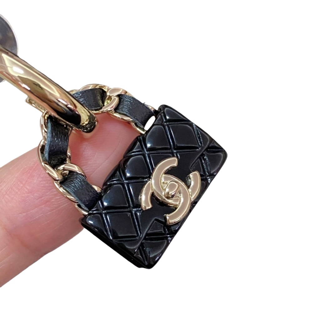 CCE840 Black cf bag hook earrings - ccjewelryacc