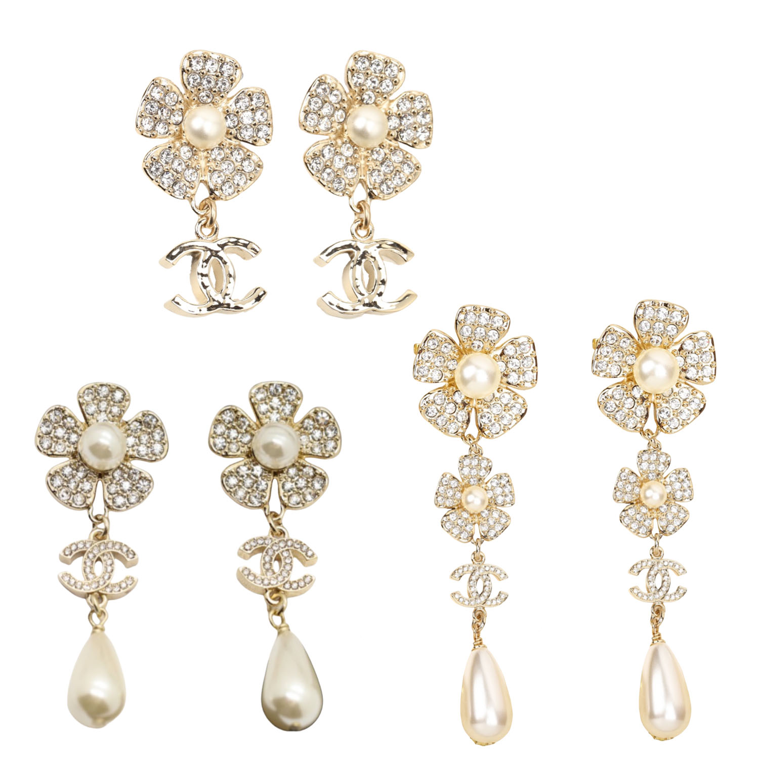 CCE106 Chanel 23s full crystal flower earring - ccjewelryacc