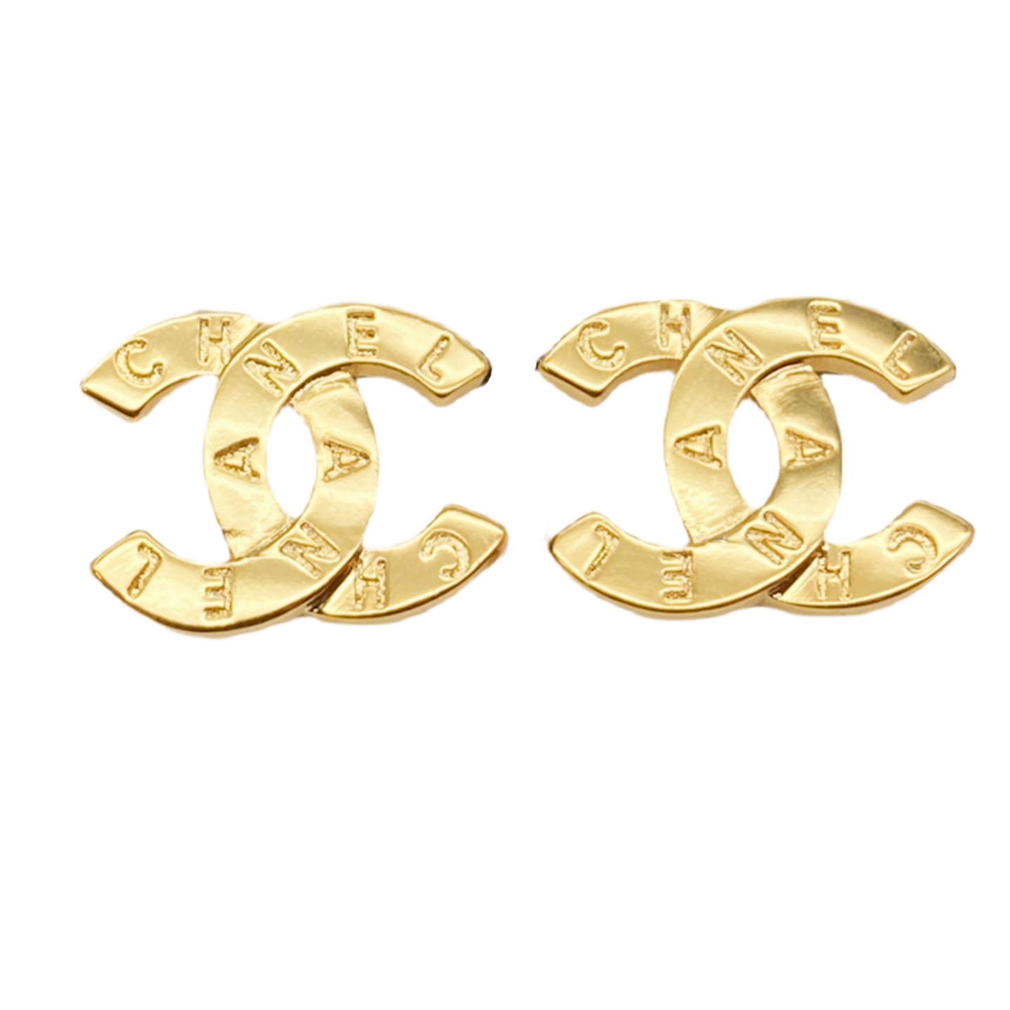 CCE090 Metal Gold cc logo stud earring - ccjewelryacc