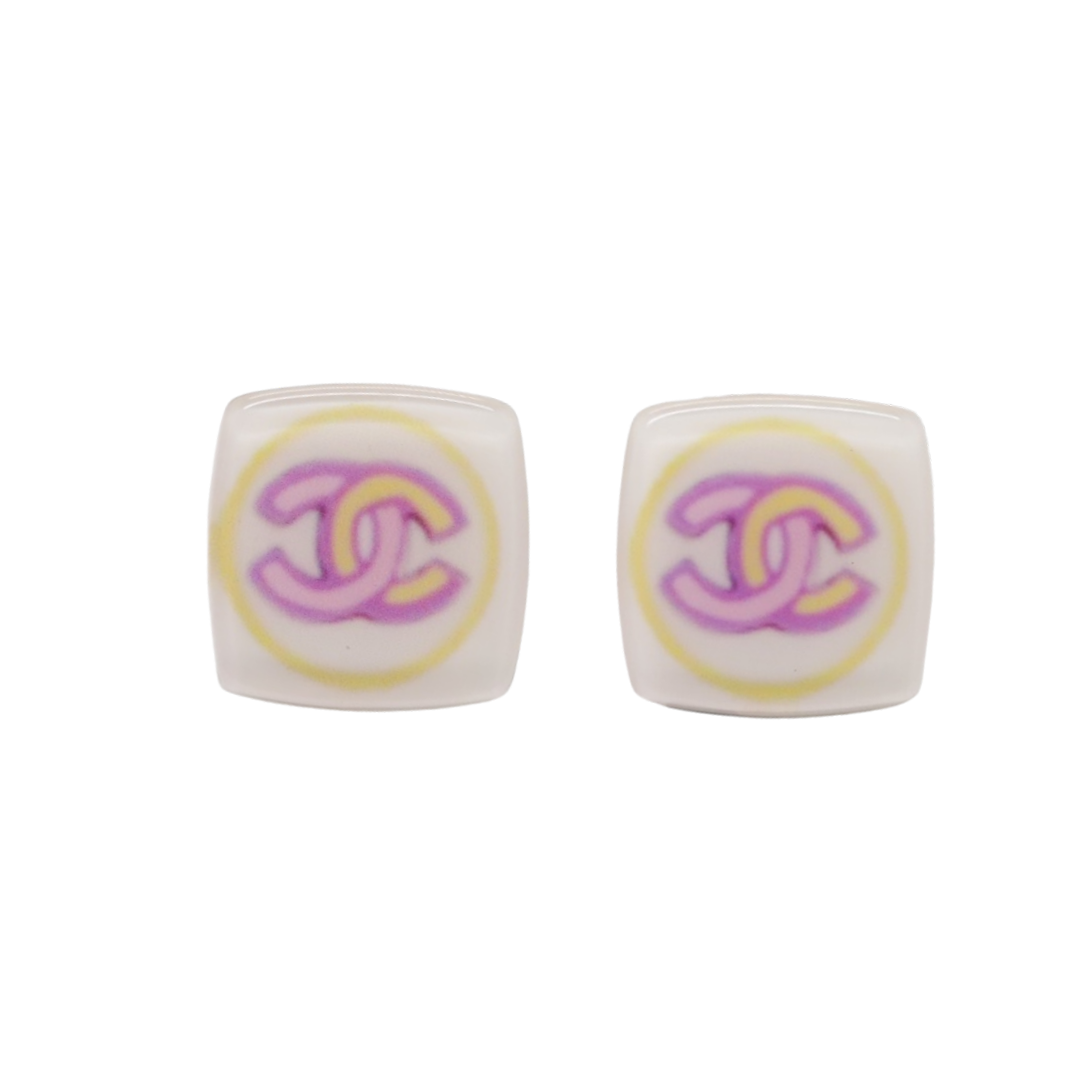 CCE326 Square Double-Layer Acrylic Painted stud Earrings - ccfashionjewelry
