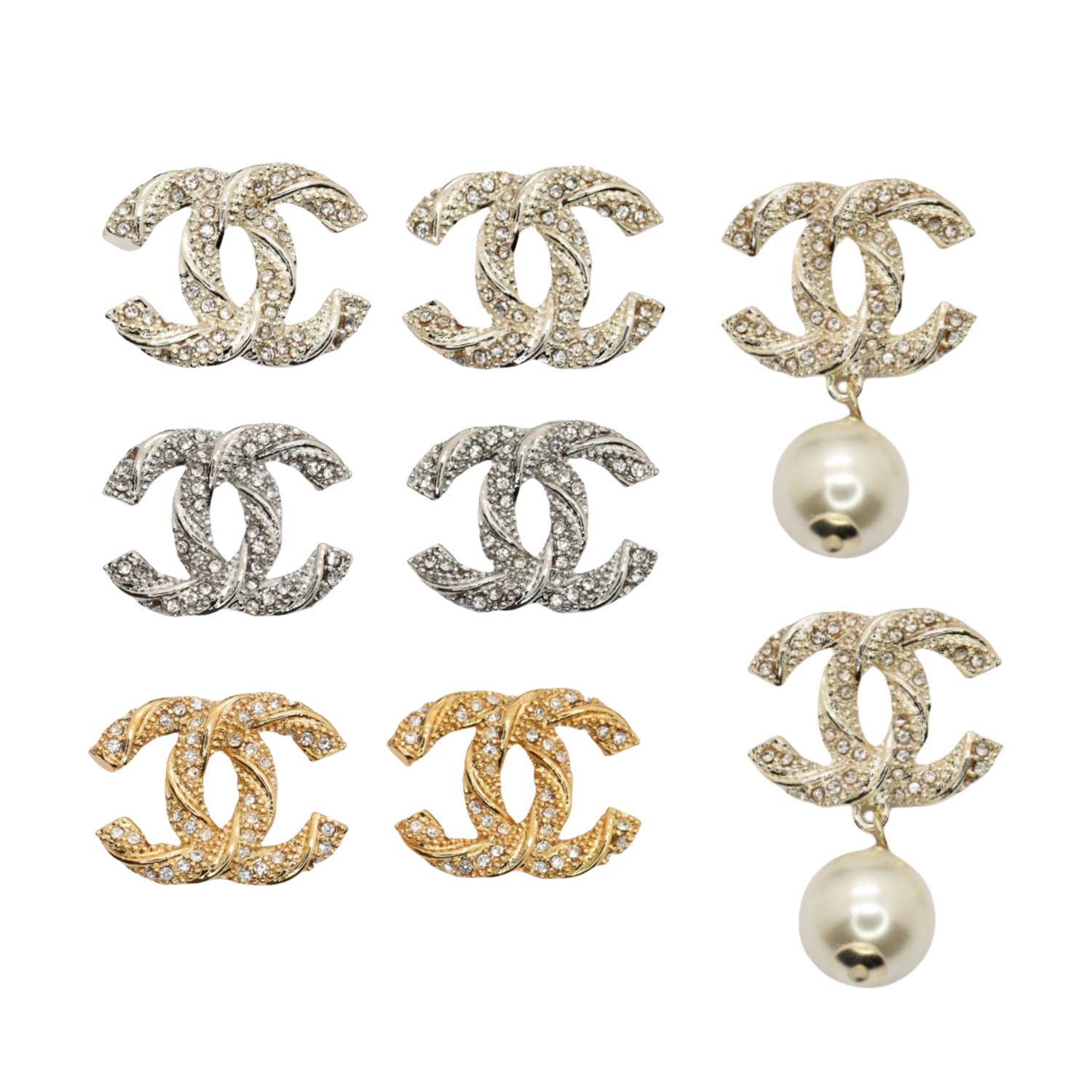 CCE168Z Metal twist with crystal CC logo stud earring - ccjewelryacc