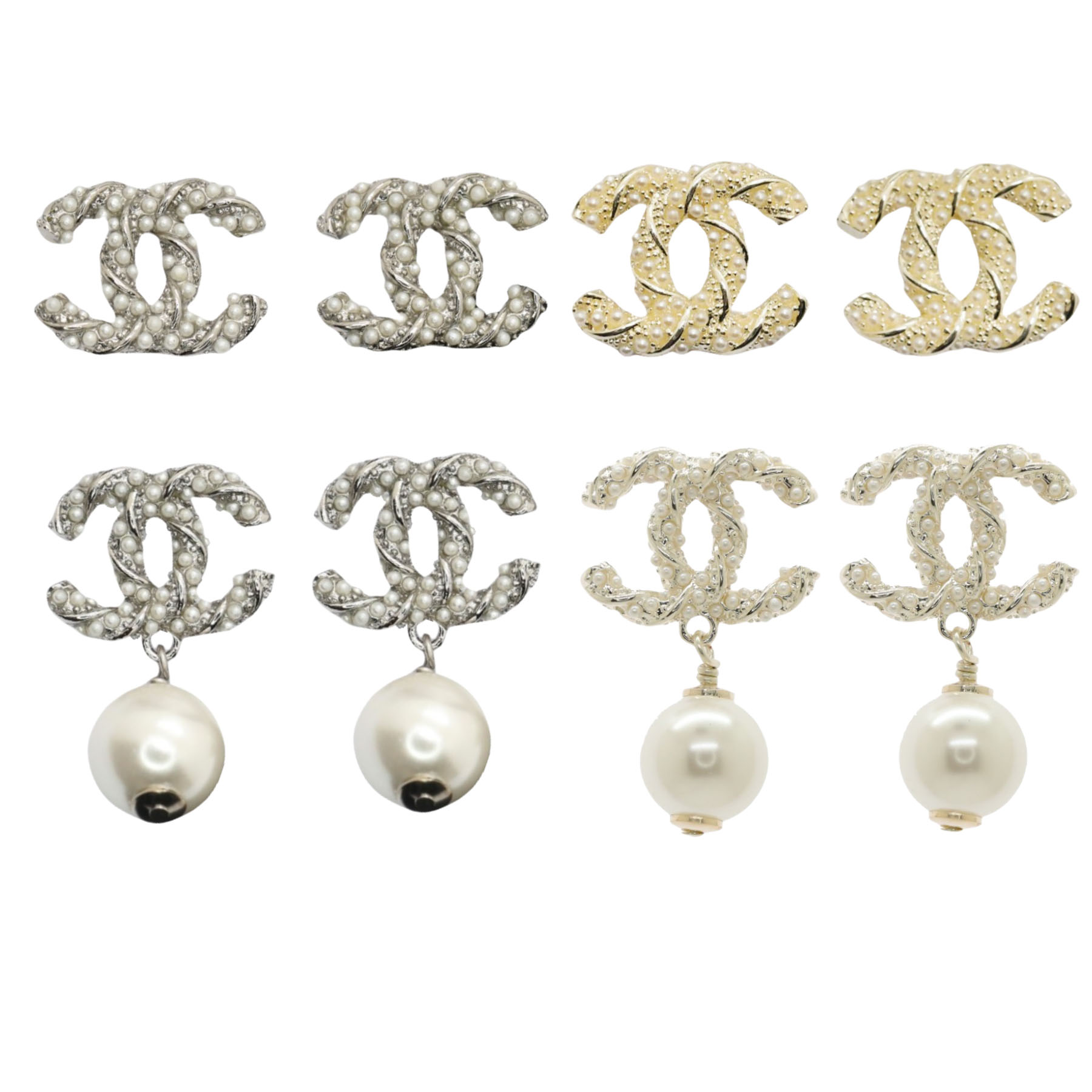 CCE168P Metal twist with pearls CC logo stud earring - ccfashionjewelry