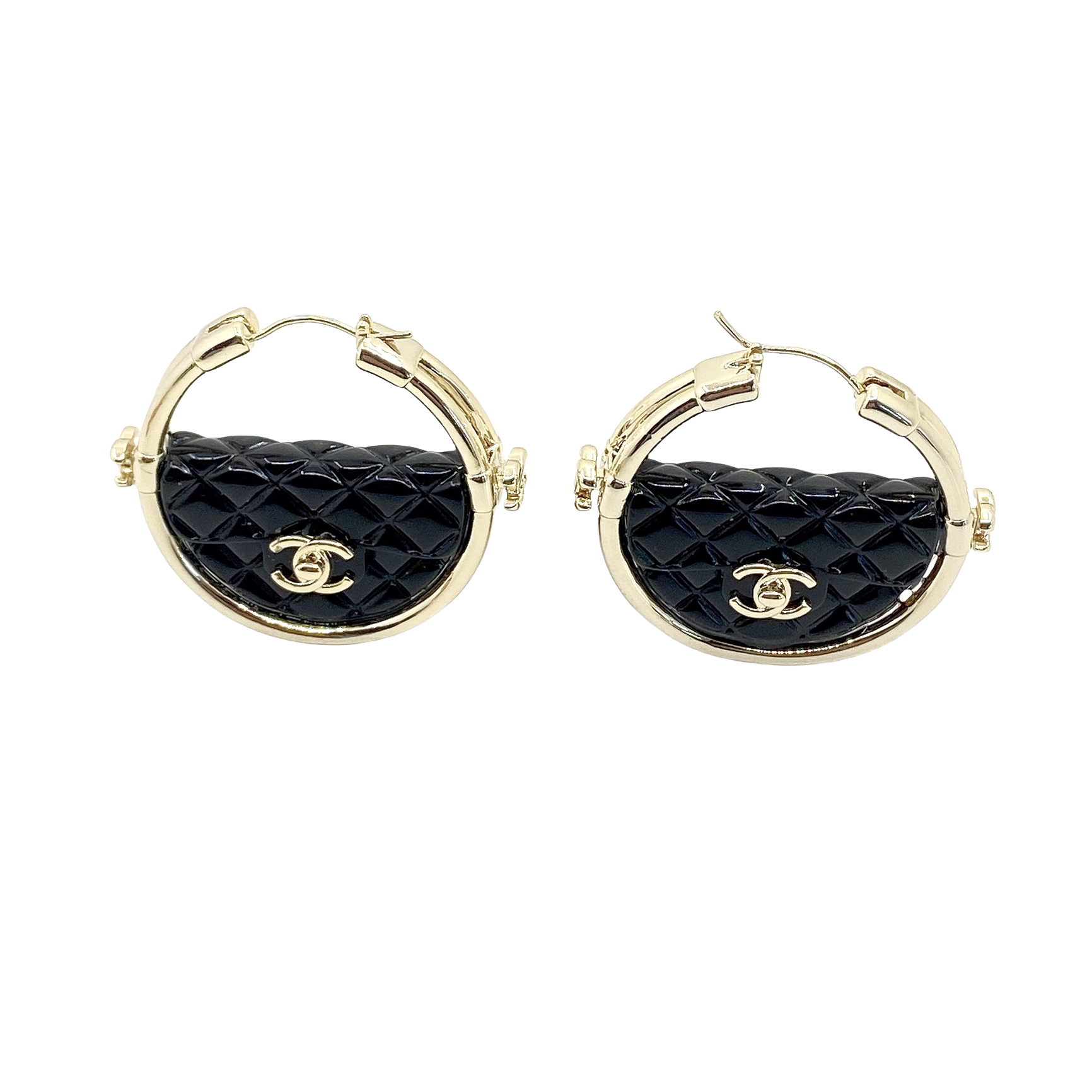 CCE840 Black cf bag hook earrings - ccjewelryacc