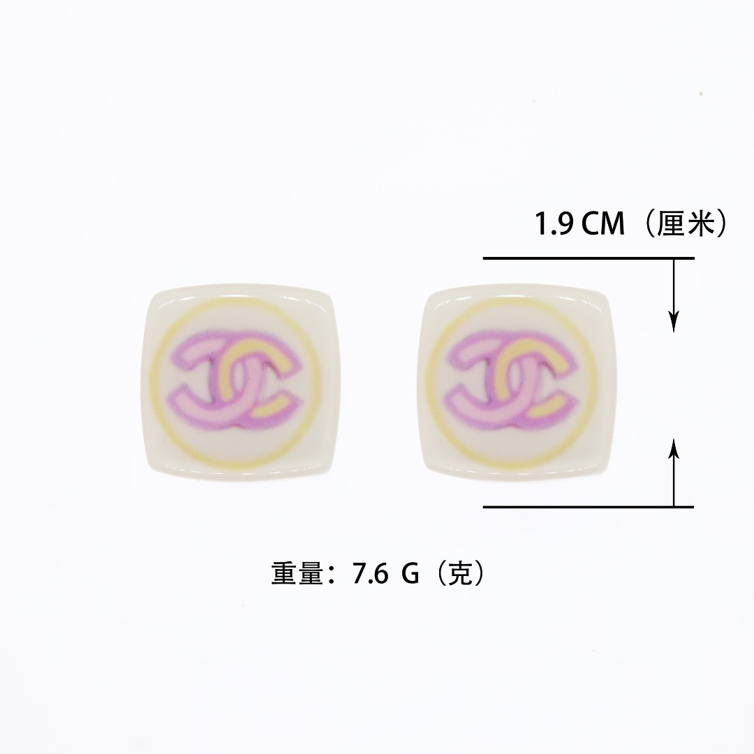 CCE326  Square Double-Layer Acrylic Painted stud Earrings - ccjewelryacc