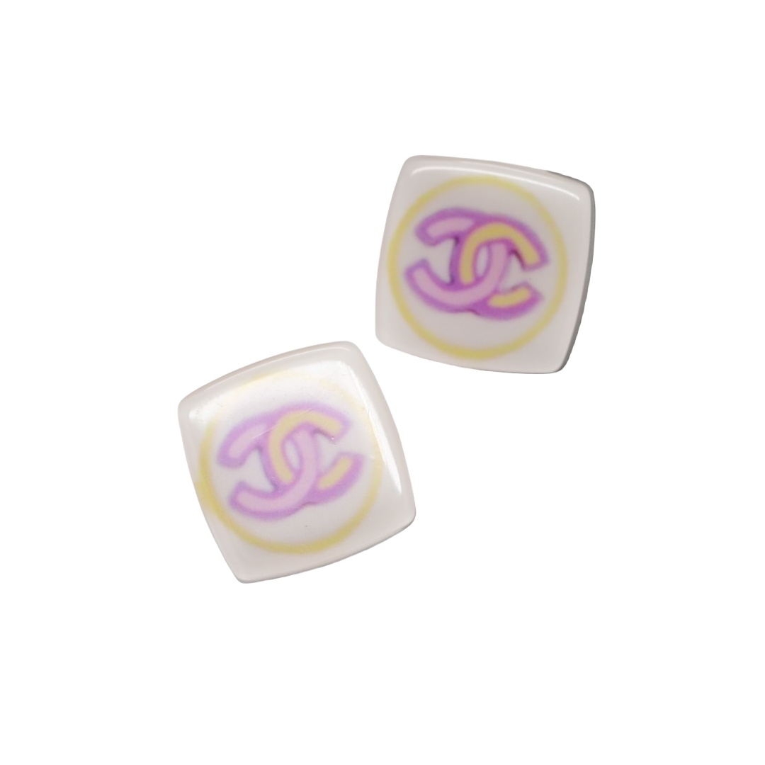 CCE326 Square Double-Layer Acrylic Painted stud Earrings - ccfashionjewelry