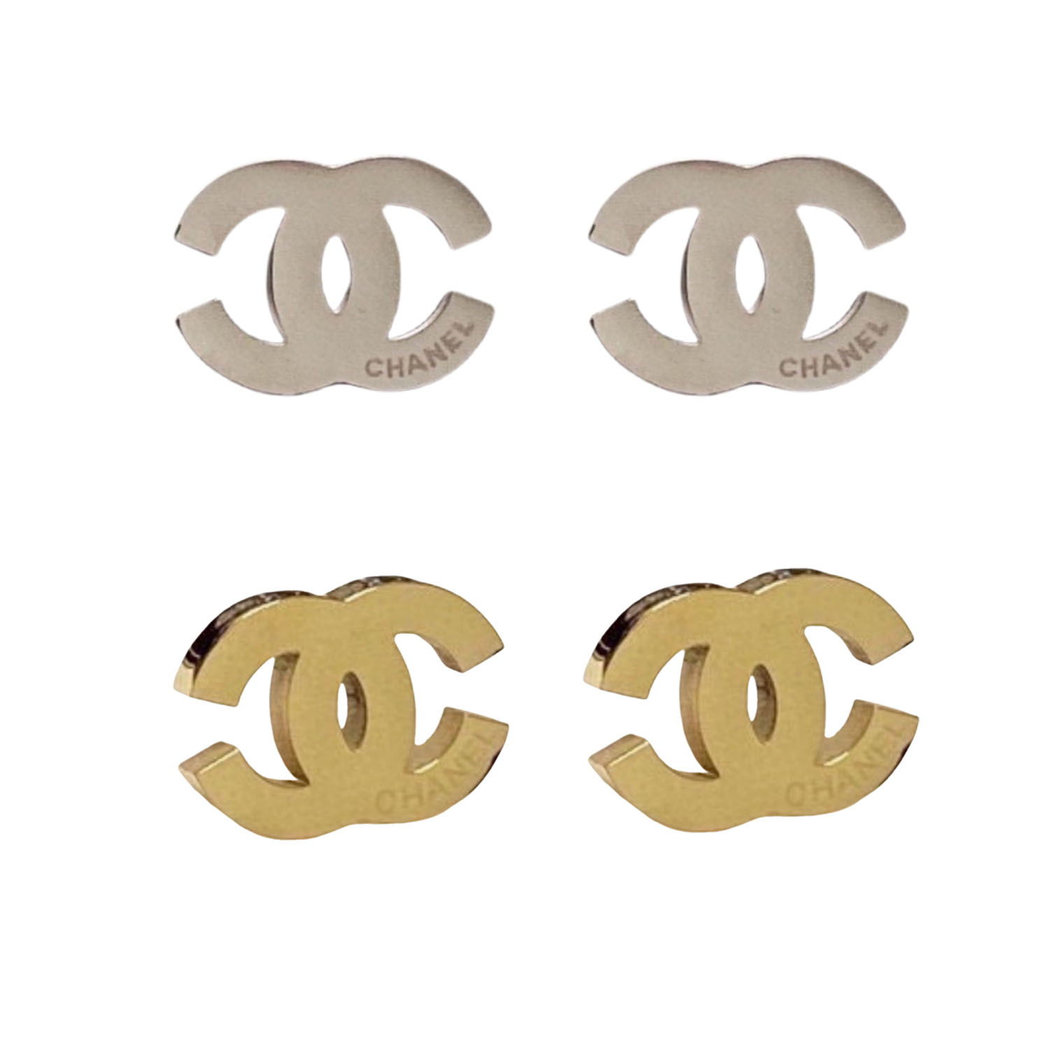CCE748 Titanium steel CC logo stud earrings - ccjewelryacc
