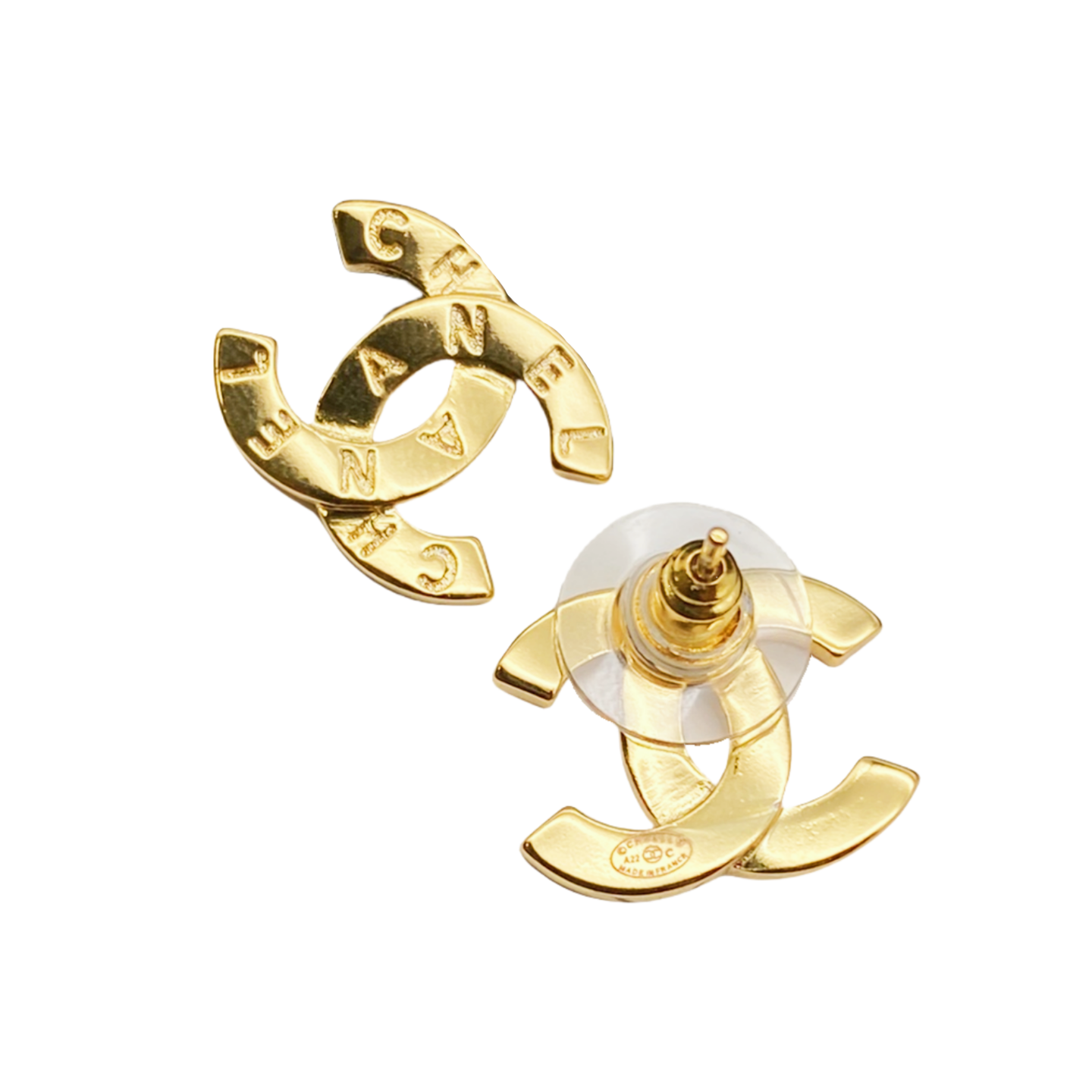 CCE090 Metal Gold cc logo stud earring - ccjewelryacc