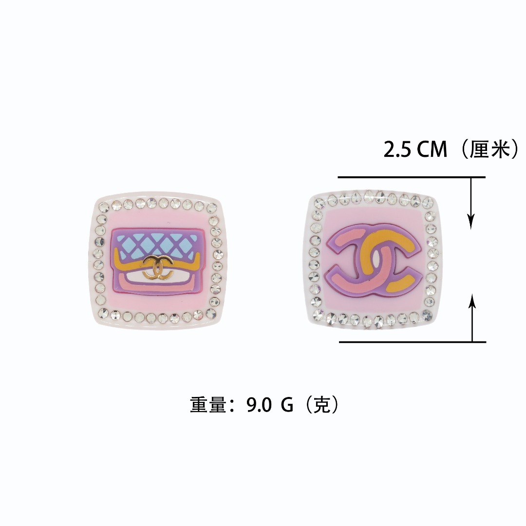 CCE325  Square Double-Layer Acrylic Painted Rhinestone Dangle Earrings - ccjewelryacc