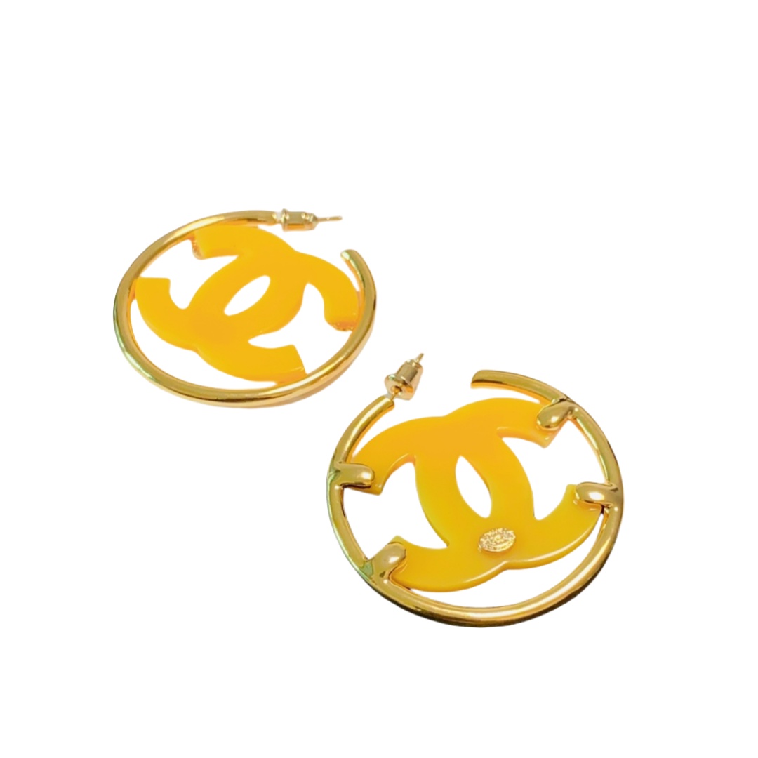 CCE738 Acrylic CC Hoop earrings Large - ccjewelryacc