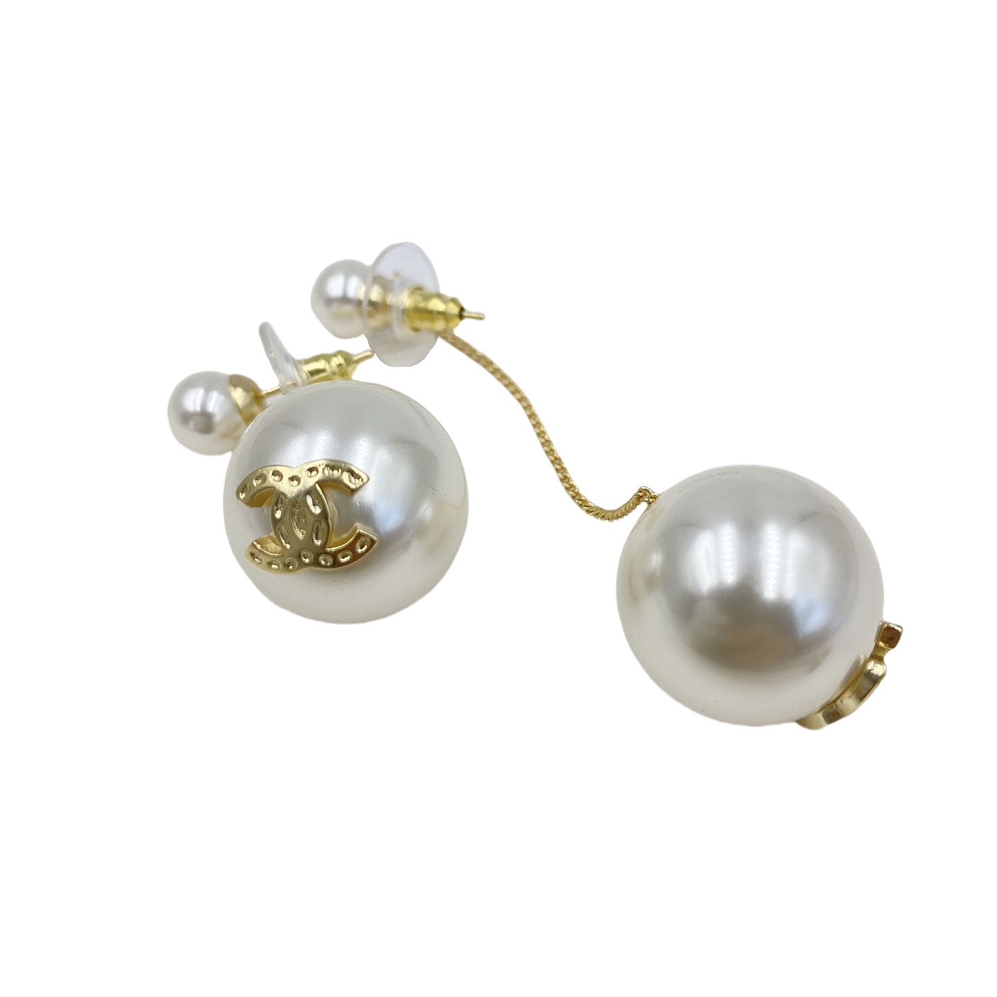 CCE620  Chanel pearl Drop Earring with cc logo - ccjewelryacc
