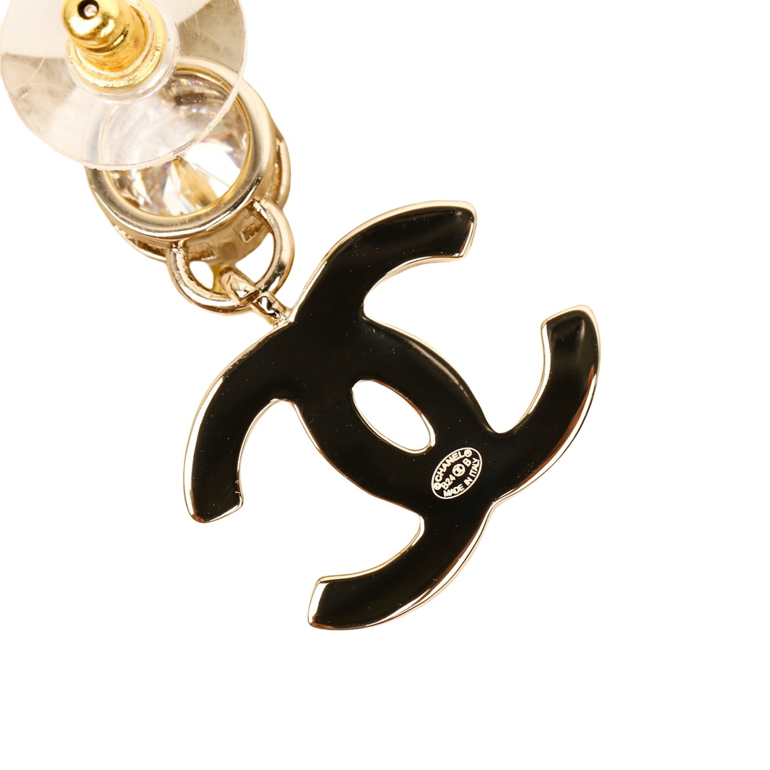 CCE861 24B Metal Crystal heart cc logo pendant earring - ccjewelryacc