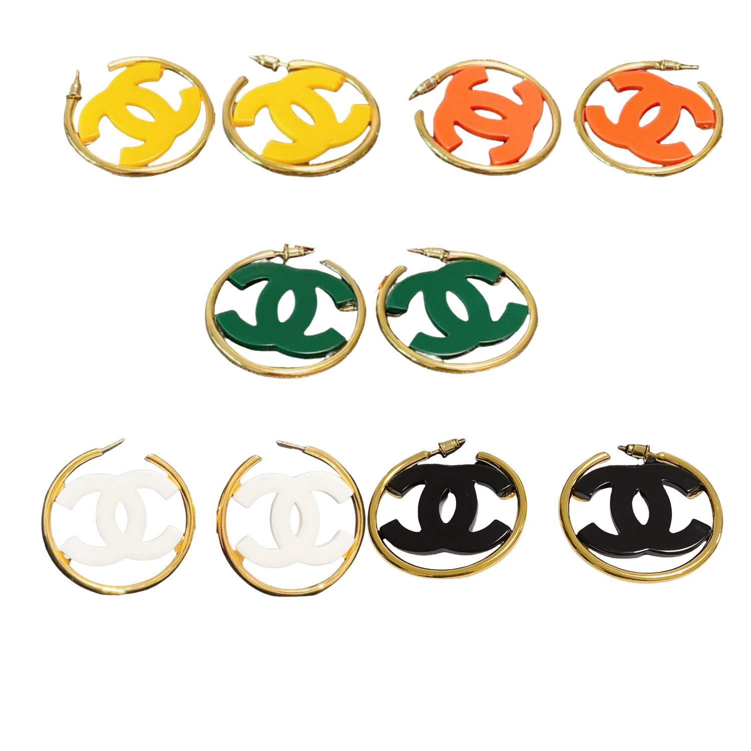 CCE738 Acrylic CC Hoop earrings Large - ccjewelryacc