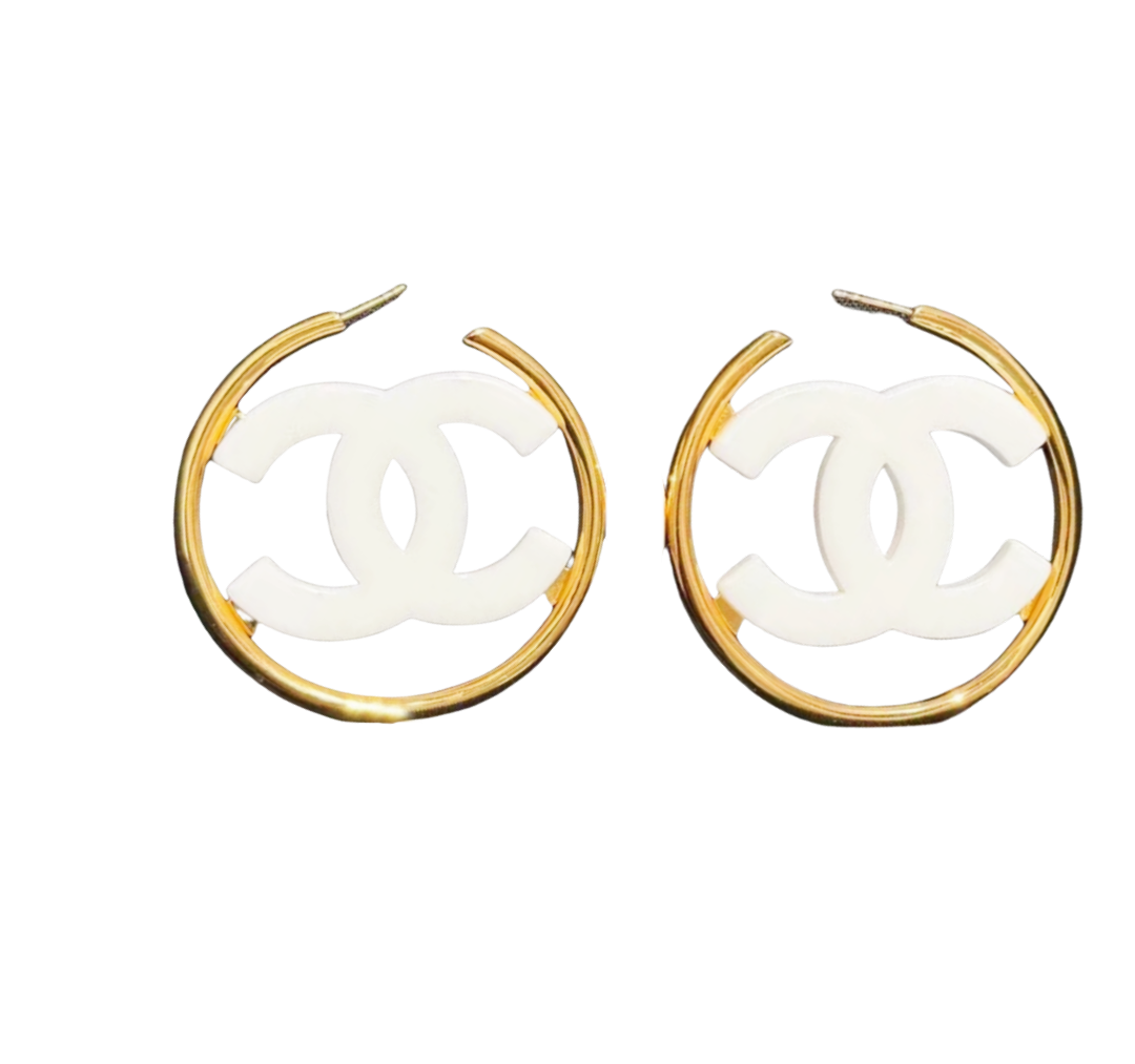 CCE738 Acrylic CC Hoop earrings Large - ccjewelryacc