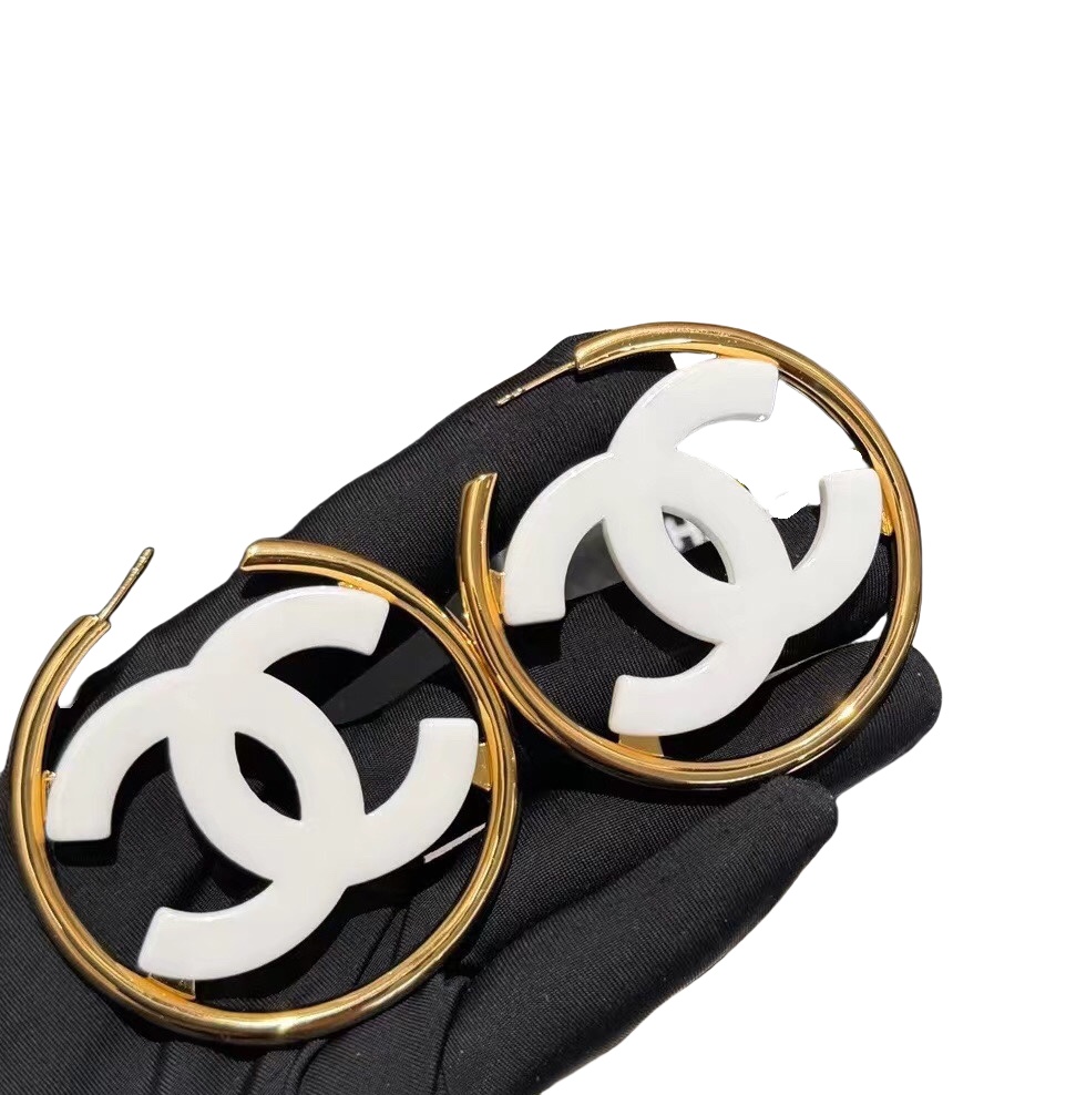 CCE738 Acrylic CC Hoop earrings Large - ccjewelryacc