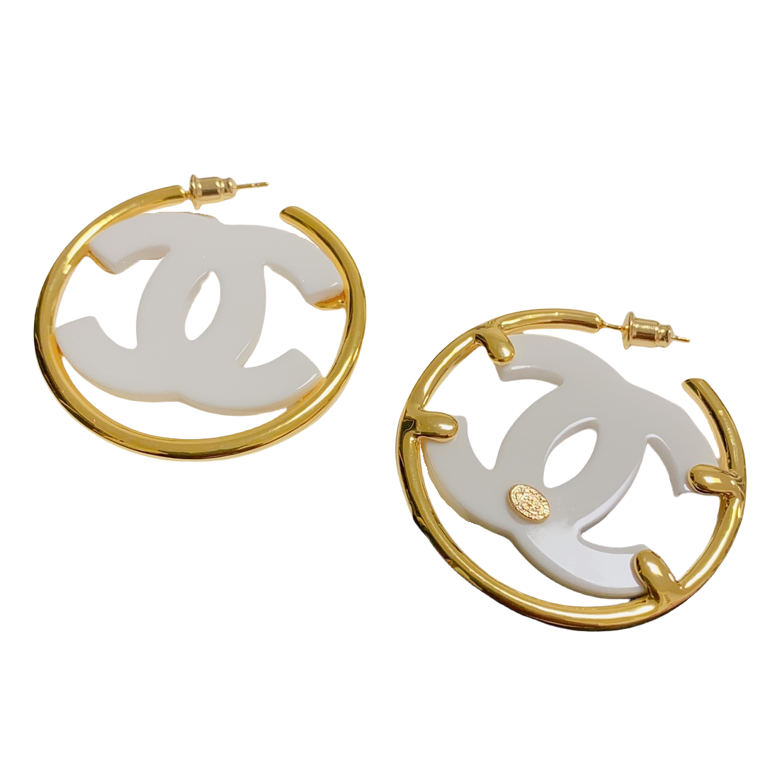 CCE738 Acrylic CC Hoop earrings Large - ccjewelryacc