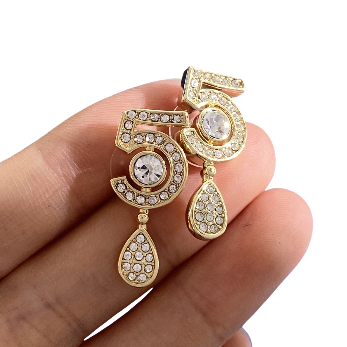 CCE027 Full crystal No 5 drop earring - ccjewelryacc