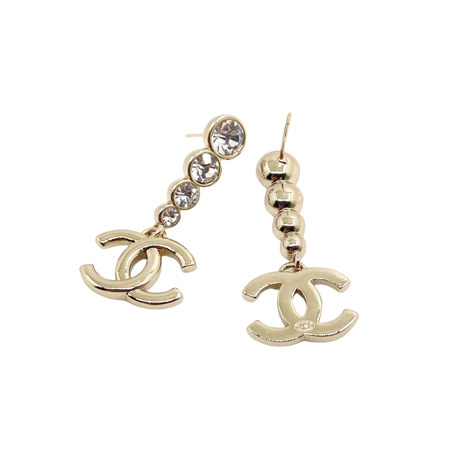 CCE861 24B Metal Crystal heart cc logo pendant earring - ccjewelryacc