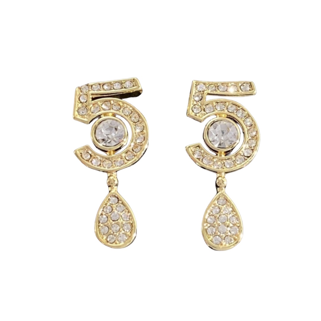CCE027 Full crystal No 5 drop earring - ccjewelryacc