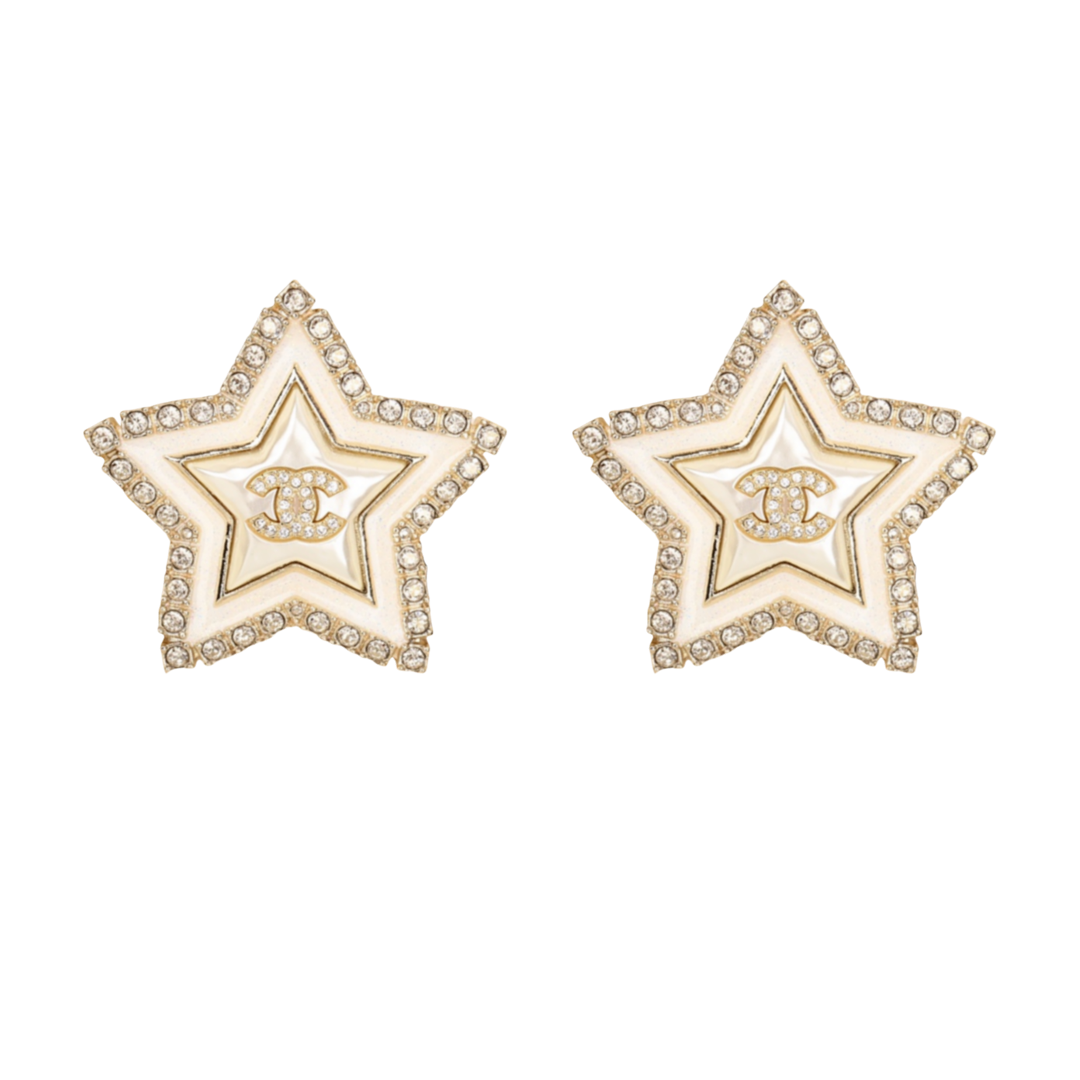 CCE793 24A crystal star cc logo stud earring - ccjewelryacc