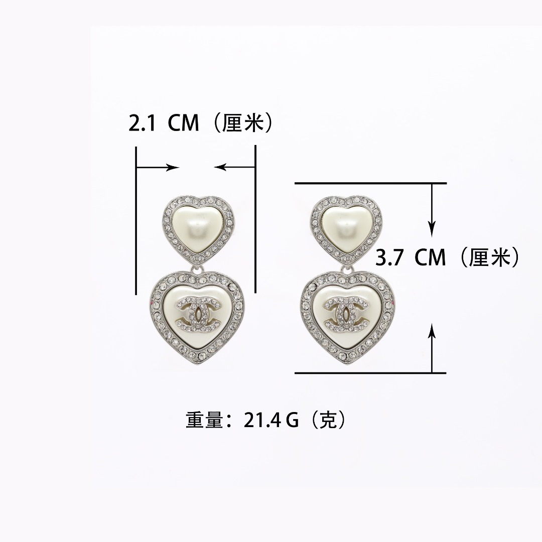 CCE260 Chanel resin heart with crystal with cc logo earrings - ccjewelryacc