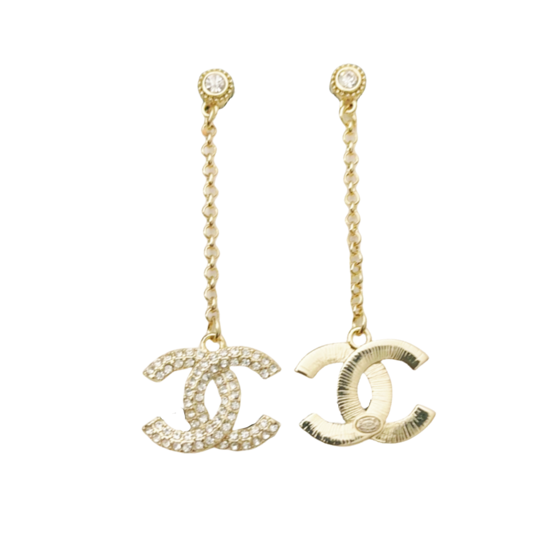 CCE013 Crystal cc logo tassel earrings - ccjewelryacc