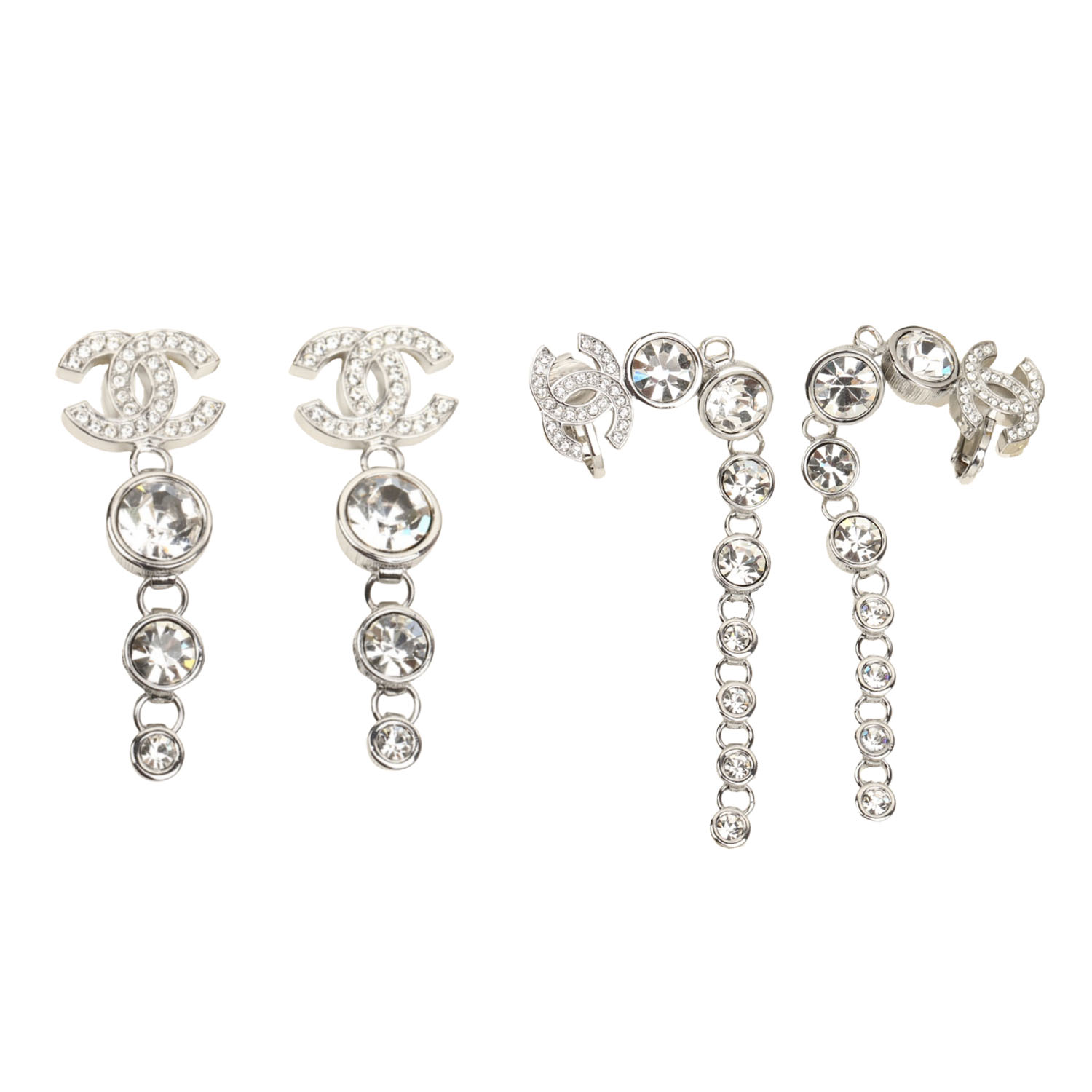CCE109 Crytal rhinestone tassel cc logo stud earring - ccfashionjewelry