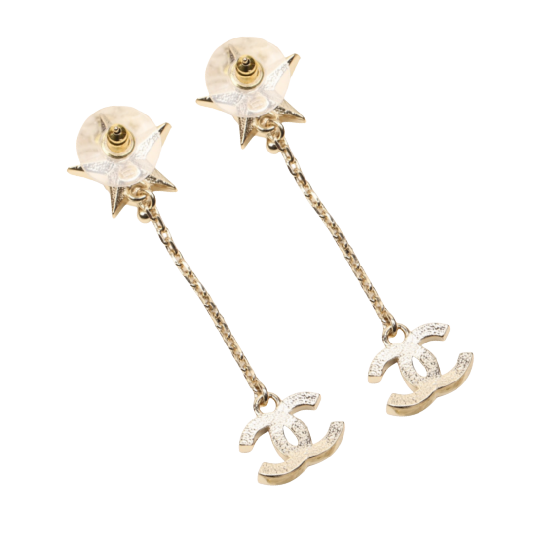 CCE831 Rainbow gemstone star CC logo earrings - ccjewelryacc