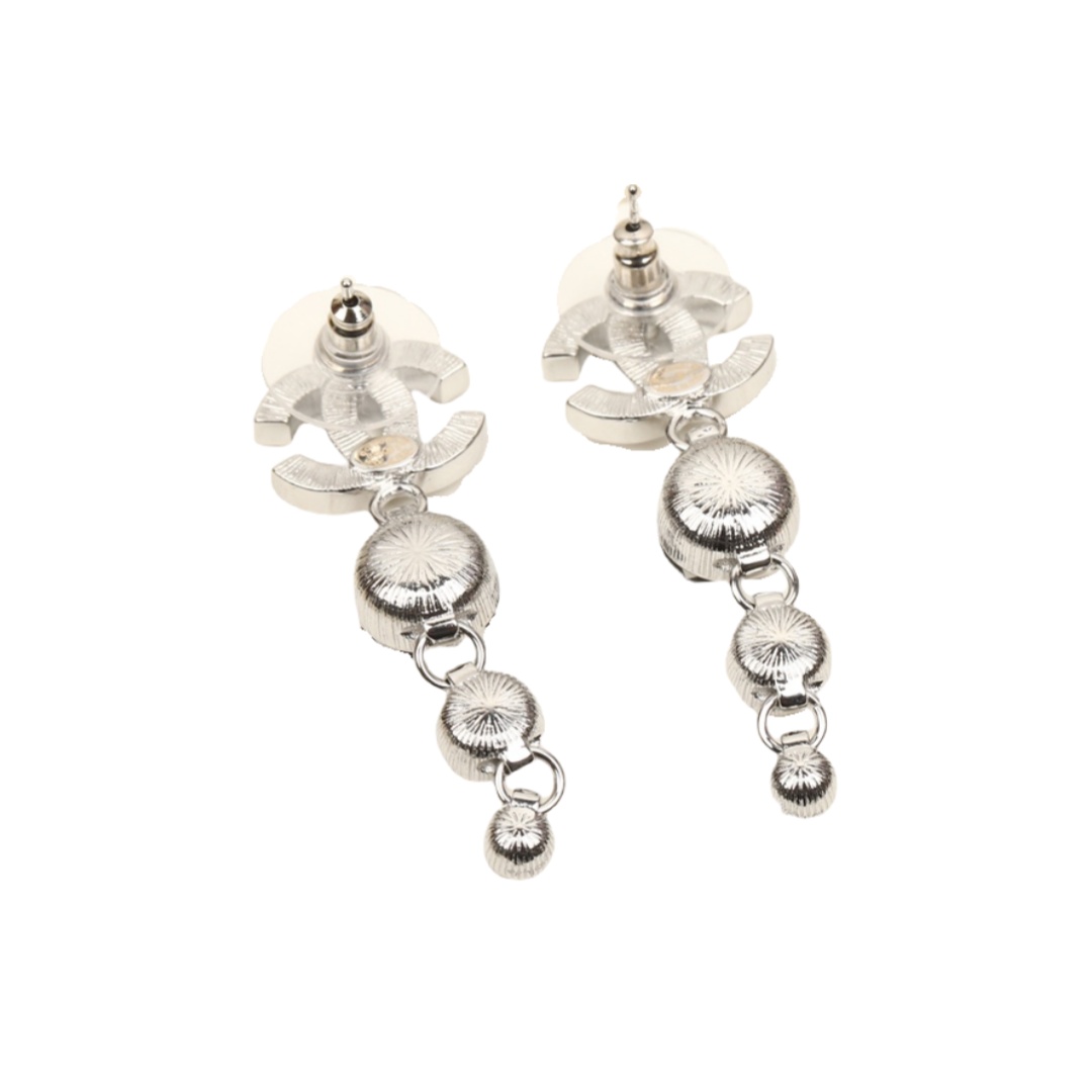 CCE109 Crytal rhinestone tassel cc logo stud earring - ccjewelryacc