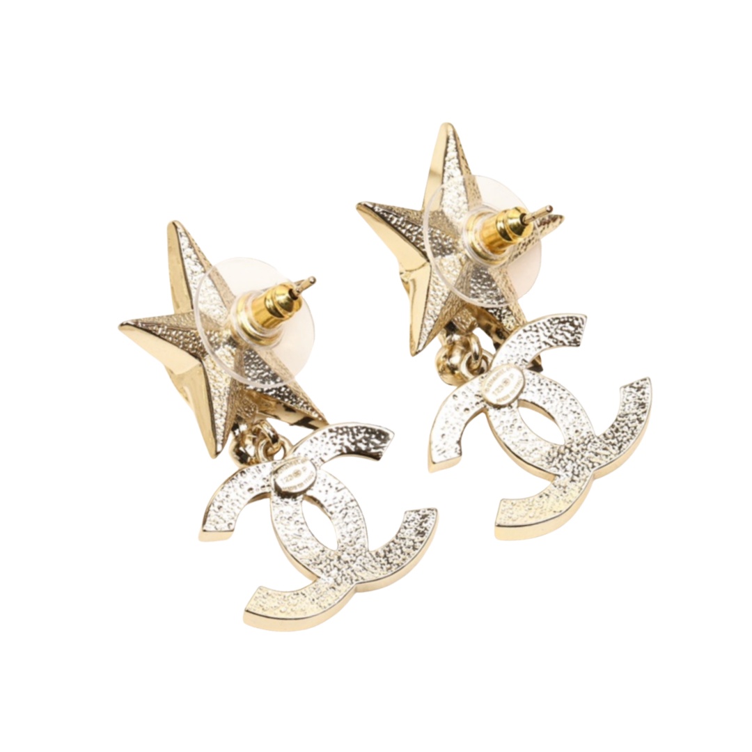 CCE831 Rainbow gemstone star CC logo earrings - ccjewelryacc