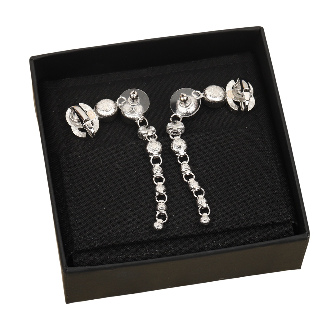 CCE109 Crytal rhinestone tassel cc logo stud earring - ccjewelryacc