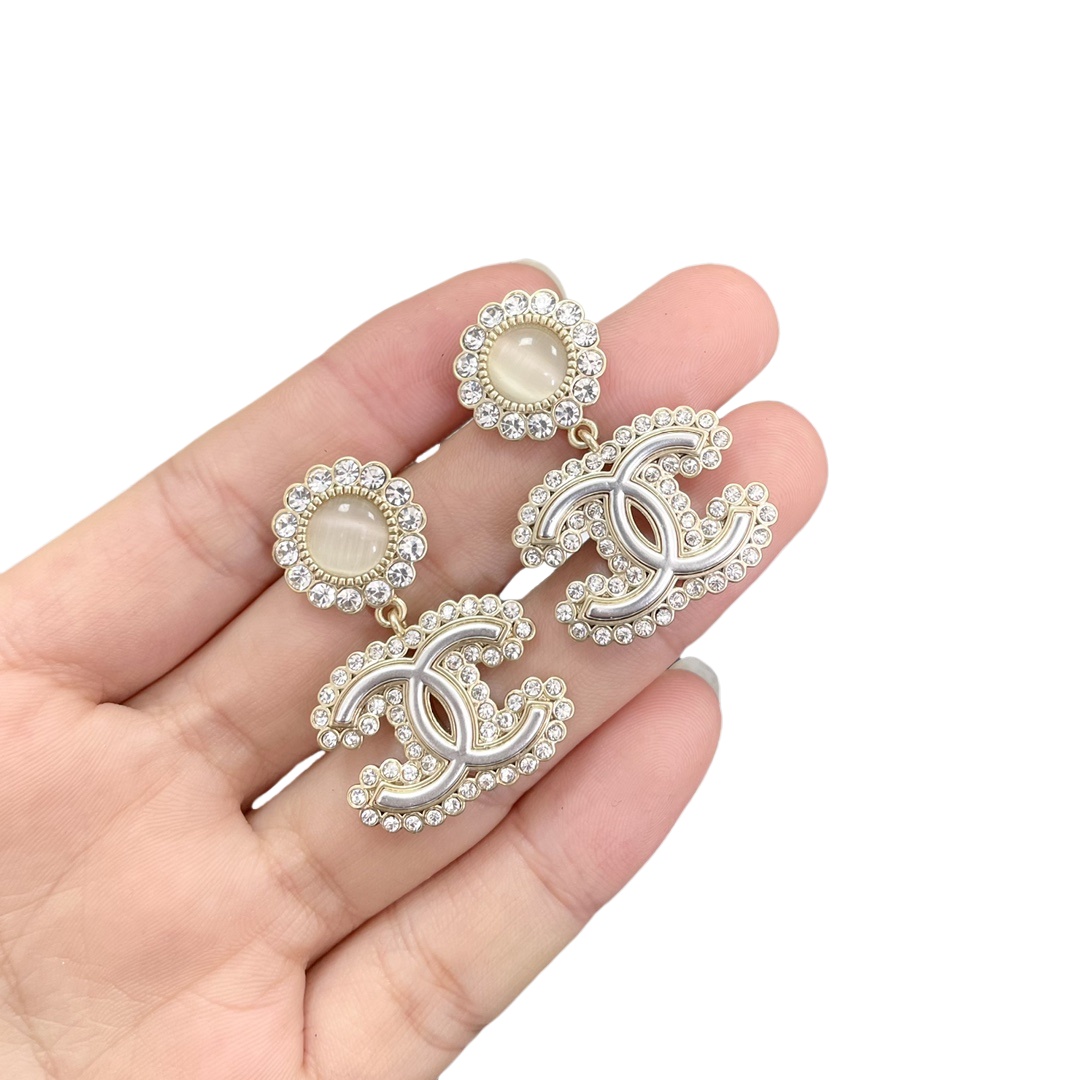 CCE104 Pink Sunflower rhinestone CC drop earring - ccjewelryacc