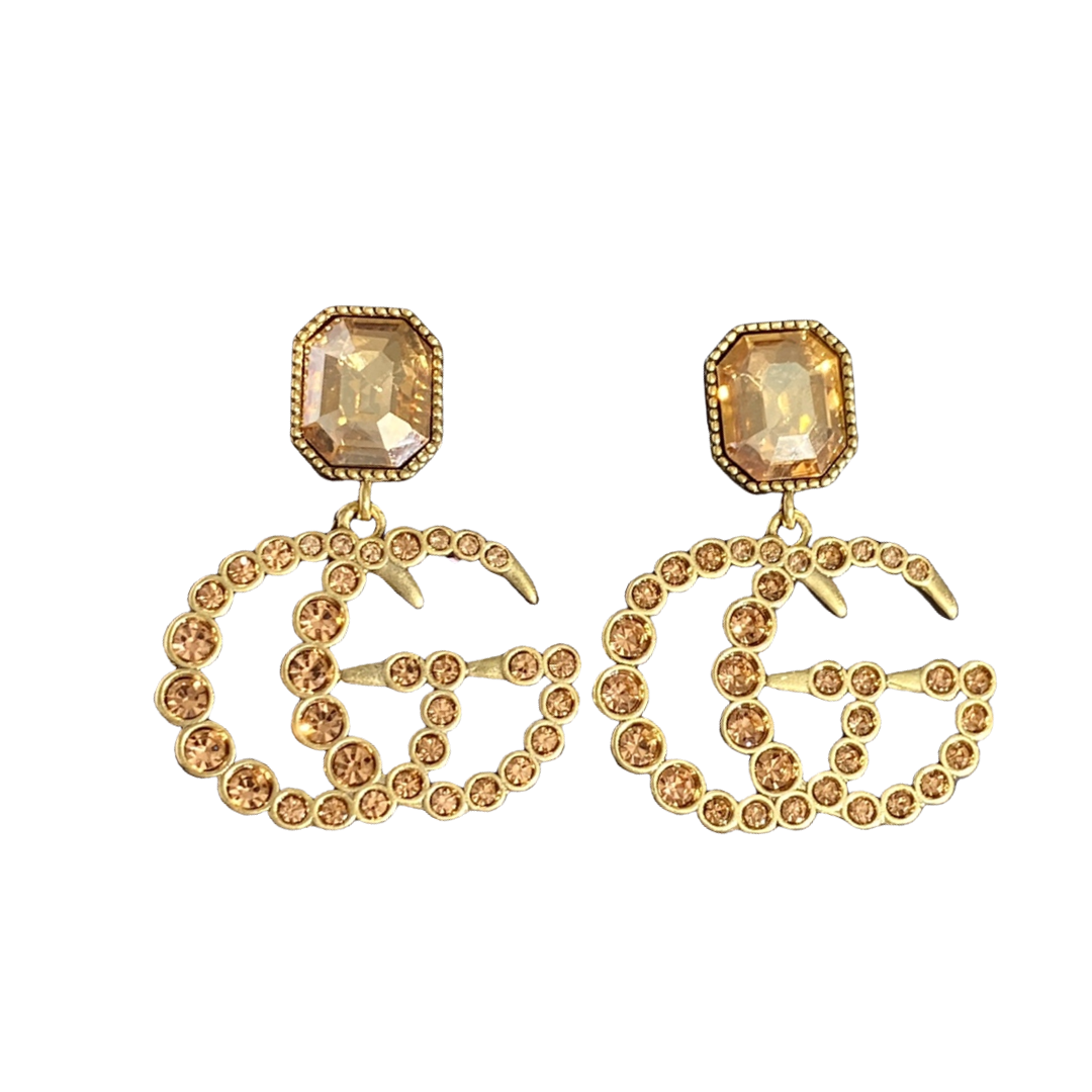 GGE121 Gucci Metal colorful crystal drop earrings - ccjewelryacc