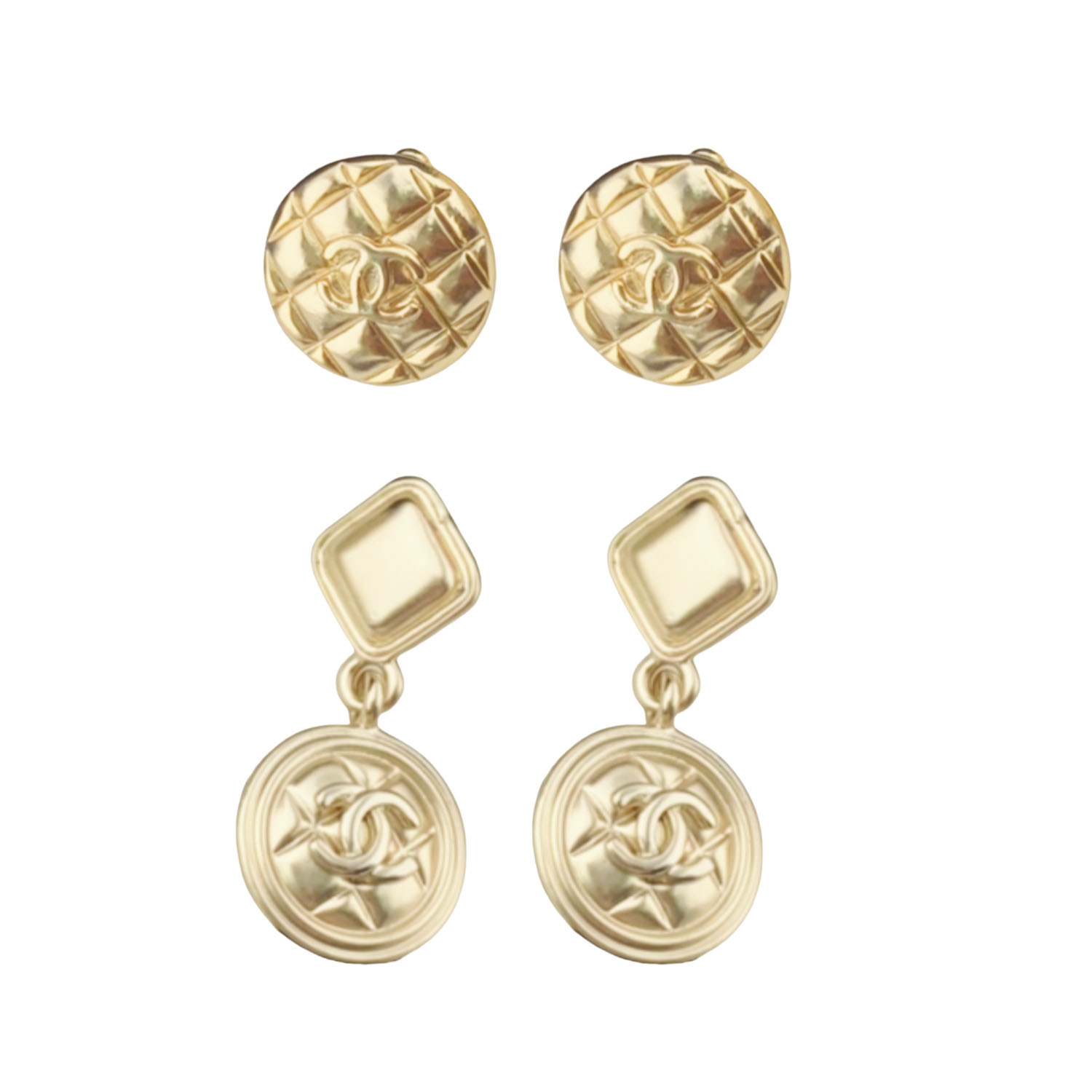 CCE747 Vintage gold CC earrings - ccjewelryacc