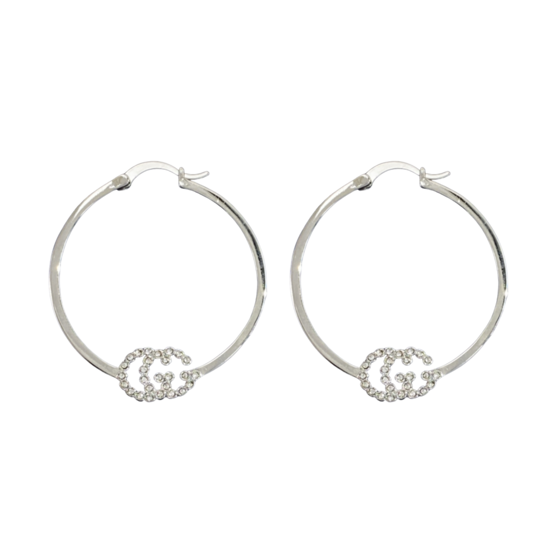 GGE123 Gucci crystal GG Iconic hoop earrings - ccjewelryacc